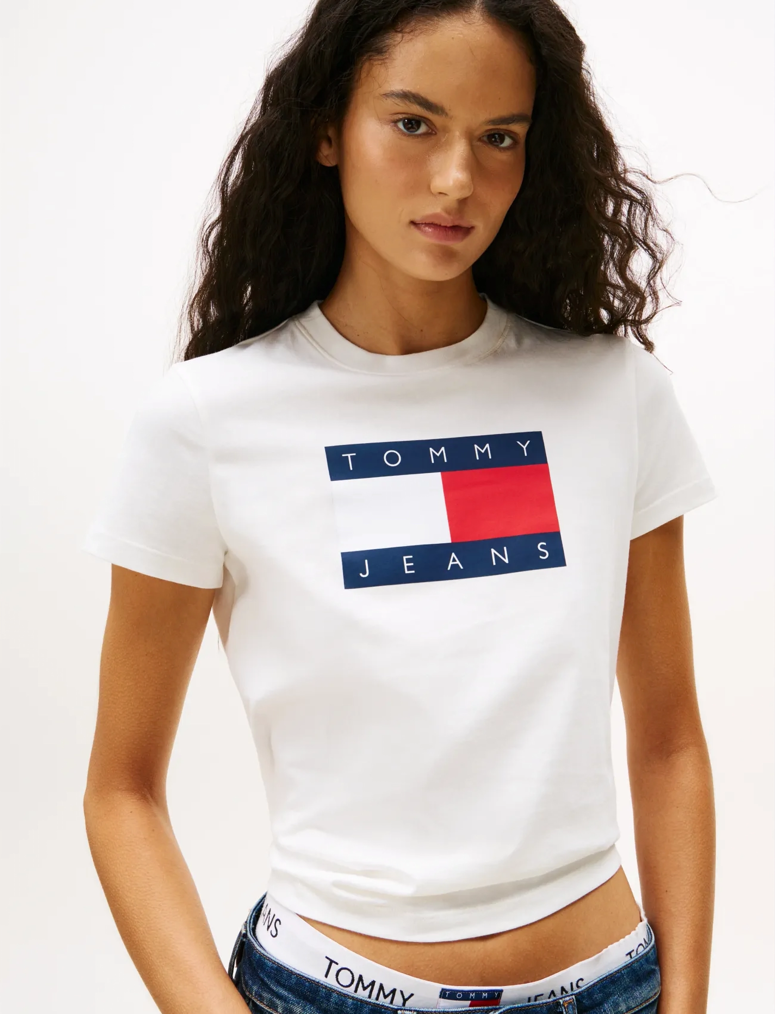Tommy Jeans - TJW REG TJ FLAG SS TEE - lühikeste varrukatega särgid - ecru - 5