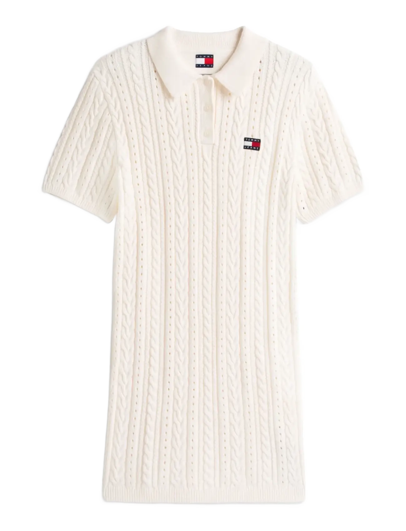 Tommy Jeans TJW GMD CABLE SWEATER POLO DRESS - Tommy Jeans - ANCIENT WHITE / cream