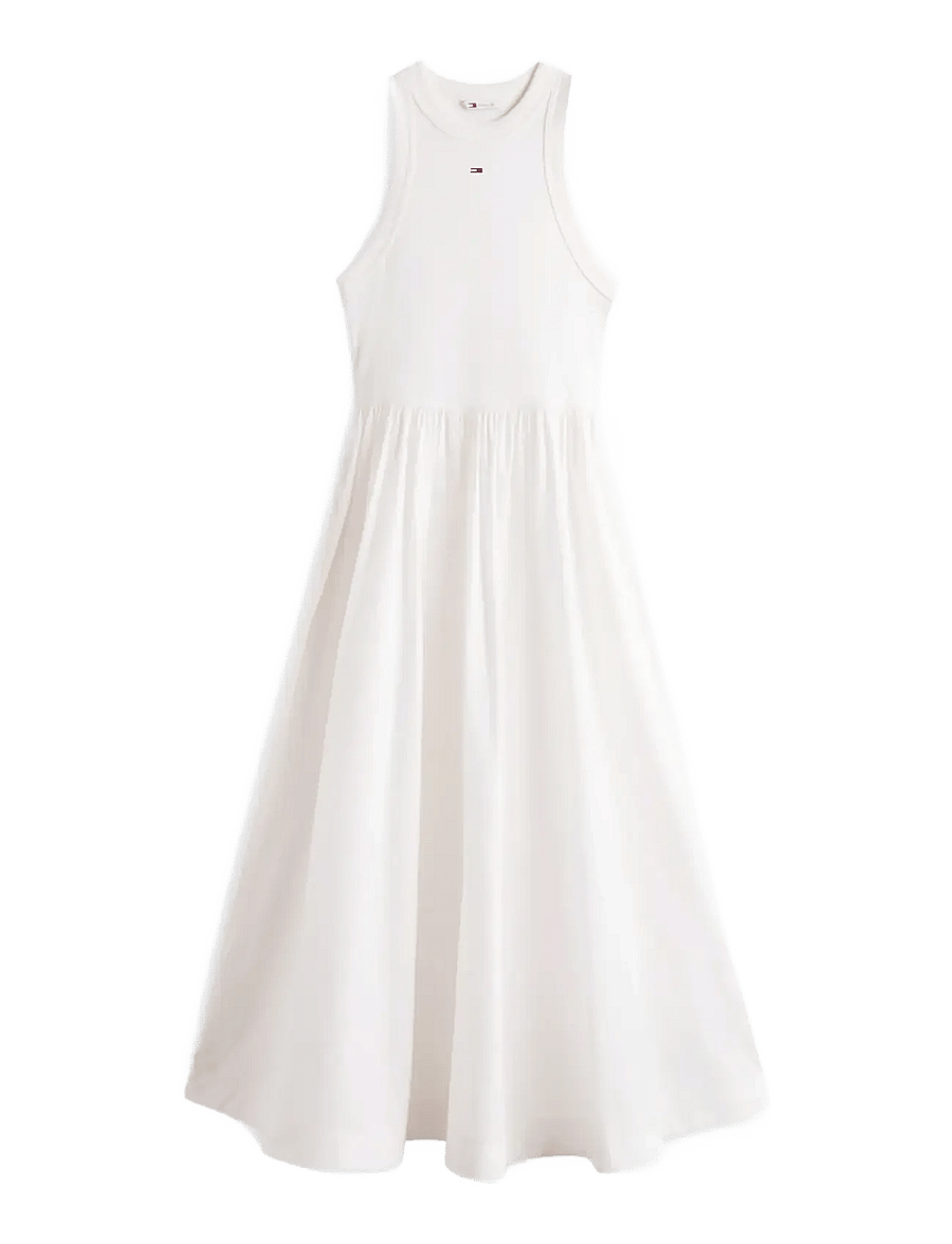 Tommy Jeans - TJW RIB POPLIN TANK DRESS EXT - maxikleider - ecru - 1
