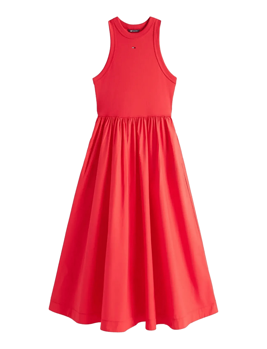 Tommy Jeans - TJW RIB POPLIN TANK DRESS EXT - maxikleider - red alert - 1