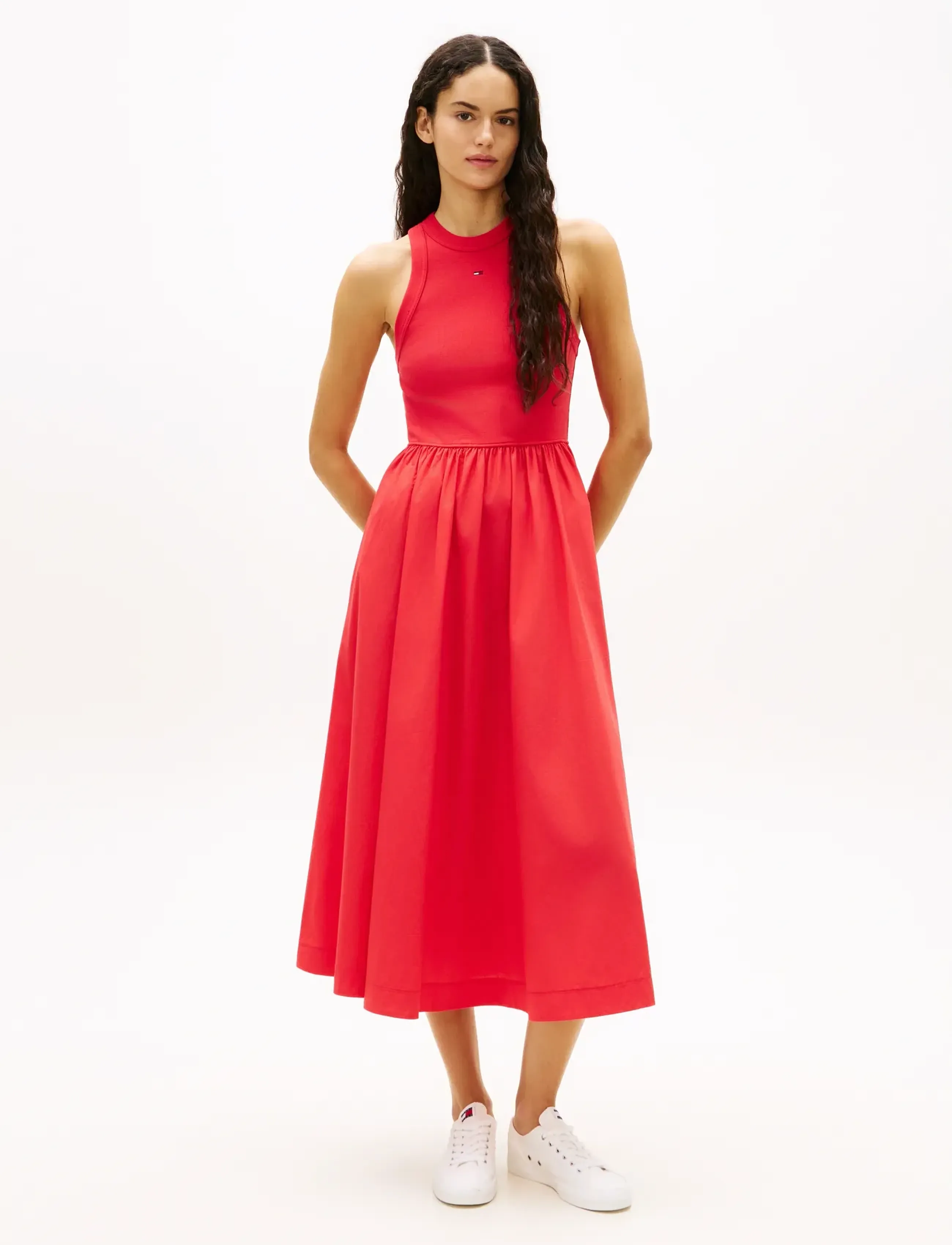 Tommy Jeans TJW RIB POPLIN TANK DRESS EXT - Kjoler - RED ALERT / red
