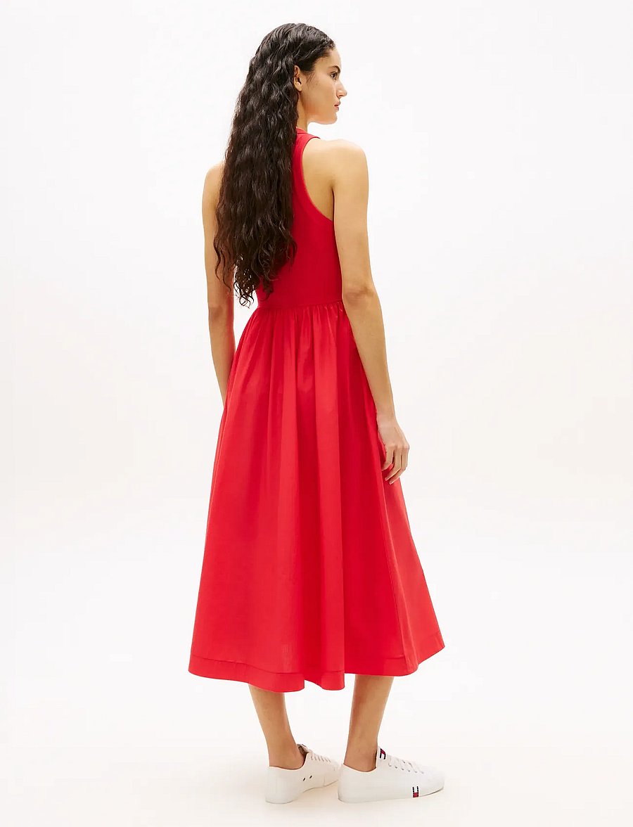 Tommy Jeans - TJW RIB POPLIN TANK DRESS EXT - maxikleider - red alert - 2