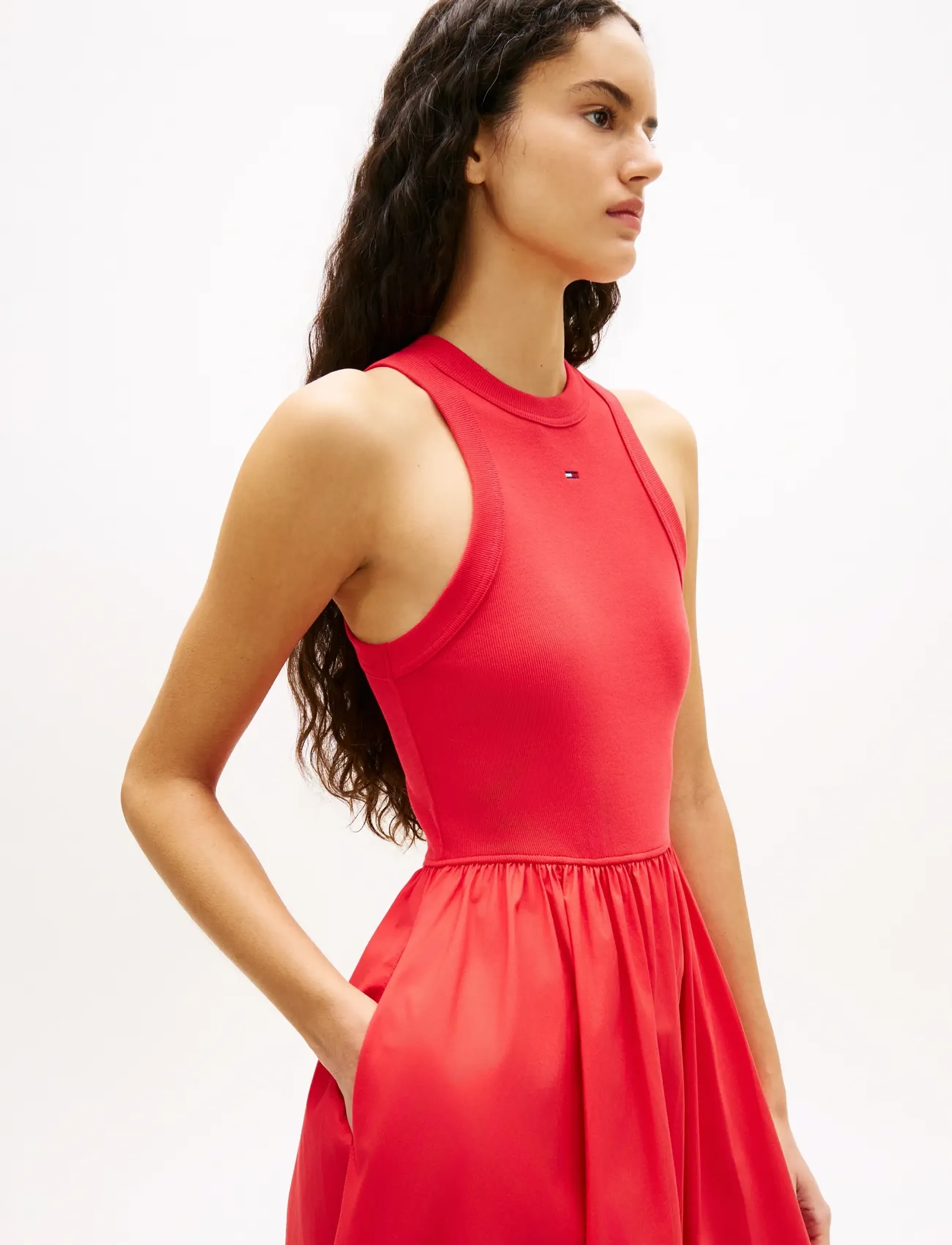 Tommy Jeans - TJW RIB POPLIN TANK DRESS EXT - maxi kjoler - red alert - 3