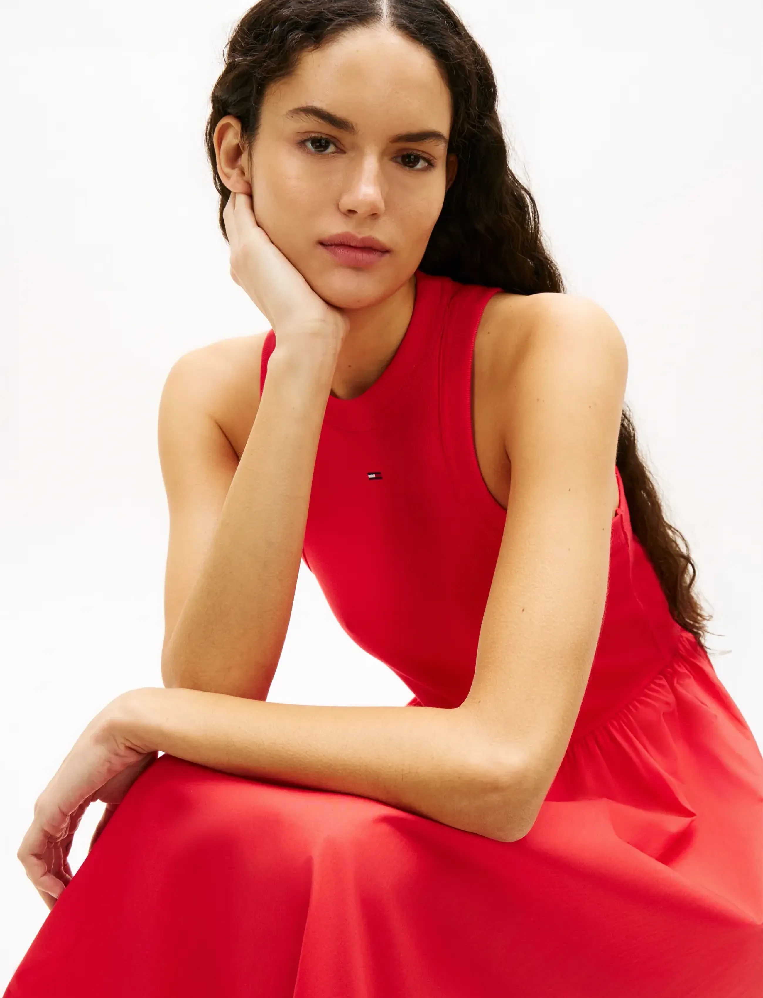 Tommy Jeans - TJW RIB POPLIN TANK DRESS EXT - maxi kjoler - red alert - 4