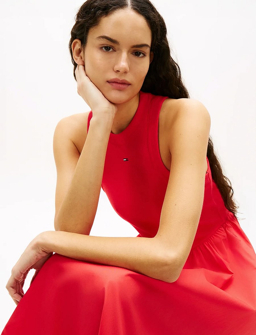 Tommy Jeans - TJW RIB POPLIN TANK DRESS EXT - maxikleider - red alert - 4