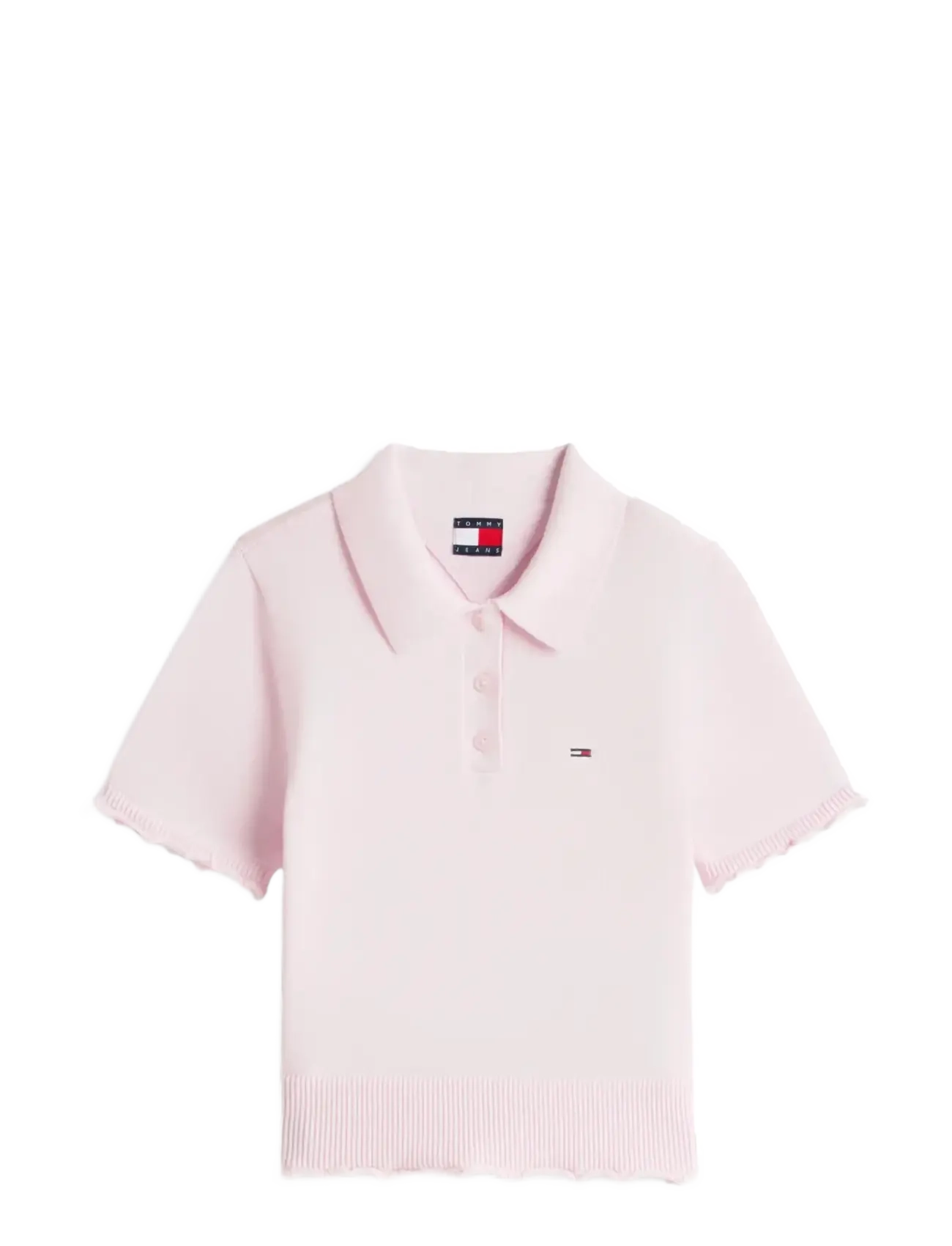 Tommy Jeans TJW LETTUCE POLO SWEATER - Crop tops - PEARLY PINK / pink/rose