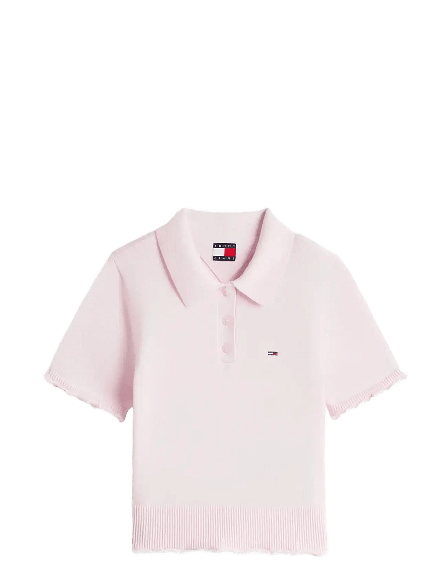 Tommy Jeans - TJW LETTUCE POLO SWEATER - crop tops - pearly pink - 1