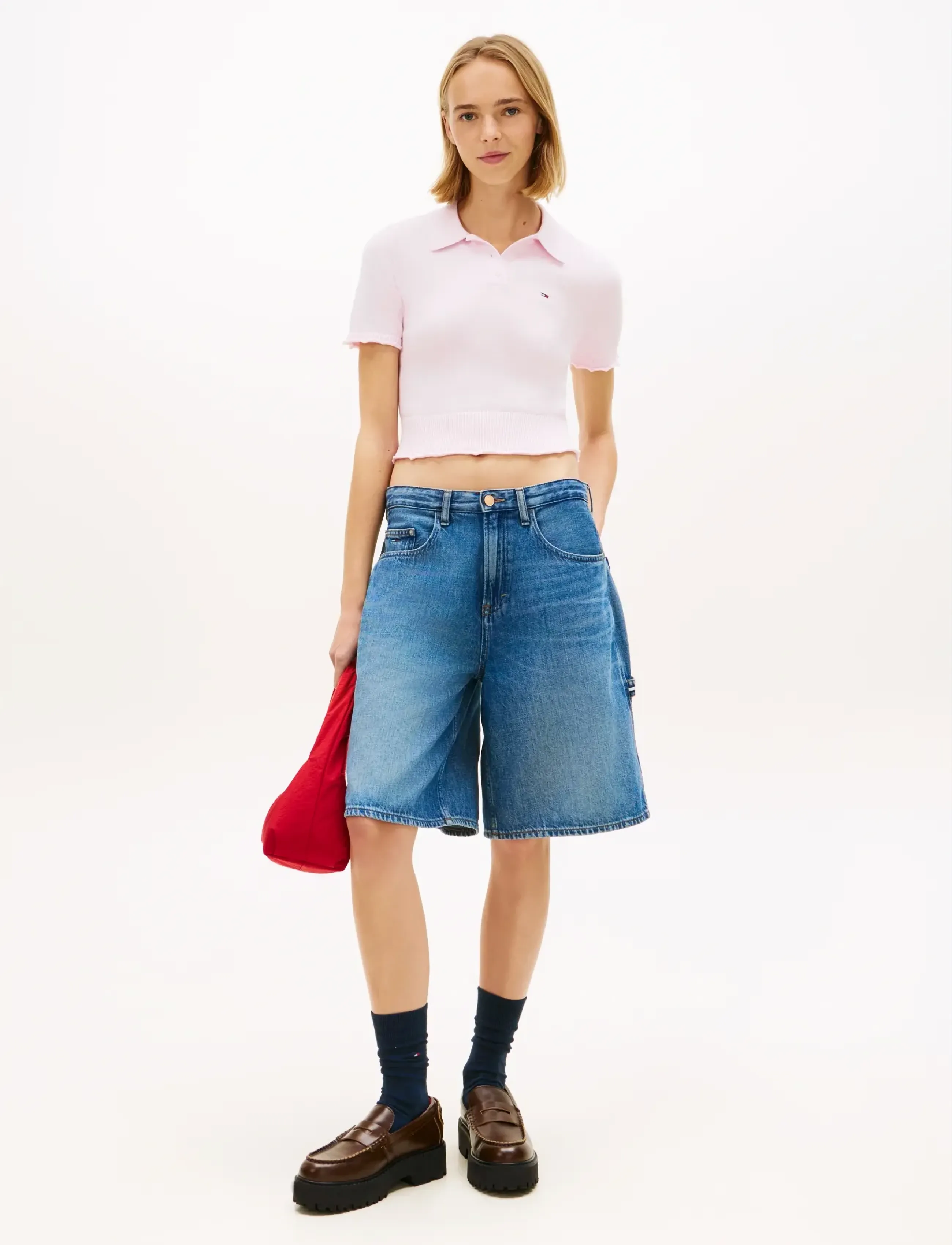 Tommy Jeans - TJW LETTUCE POLO SWEATER - crop tops - pearly pink - 3