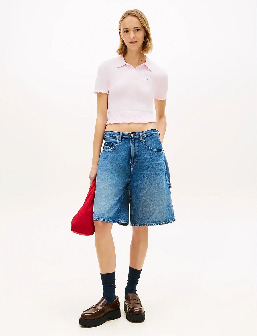 Tommy Jeans - TJW LETTUCE POLO SWEATER - crop tops - pearly pink - 3