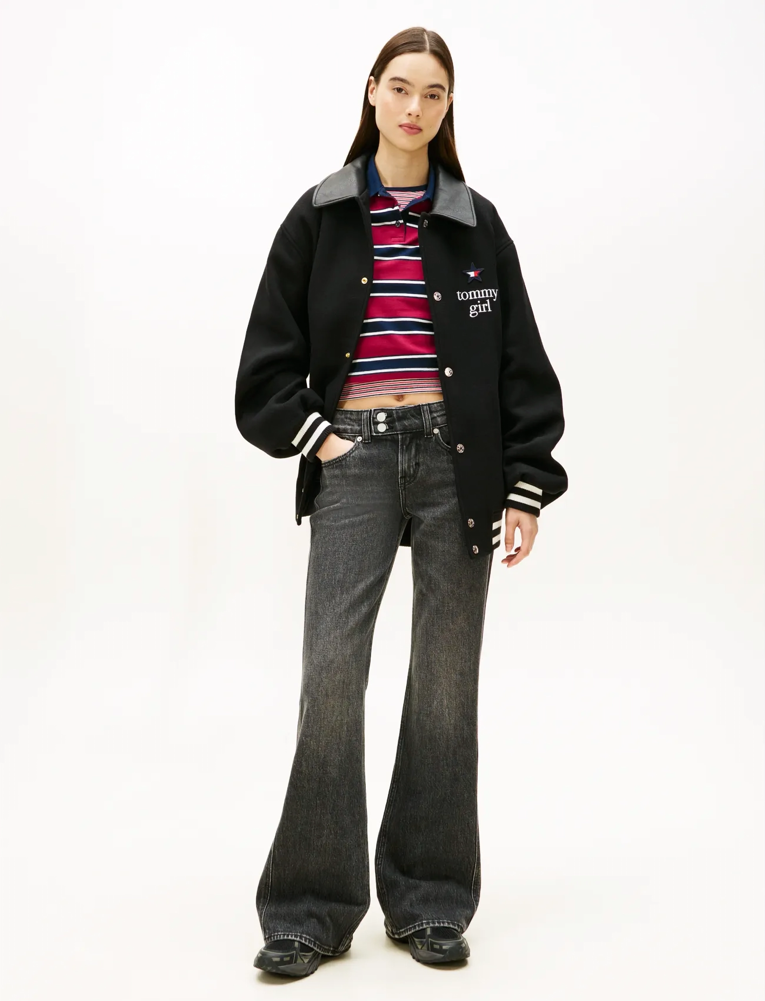 Tommy Jeans SIA LOW BOOTCUT BI0187 - Bootcut jeans - DENIM BLACK / grey