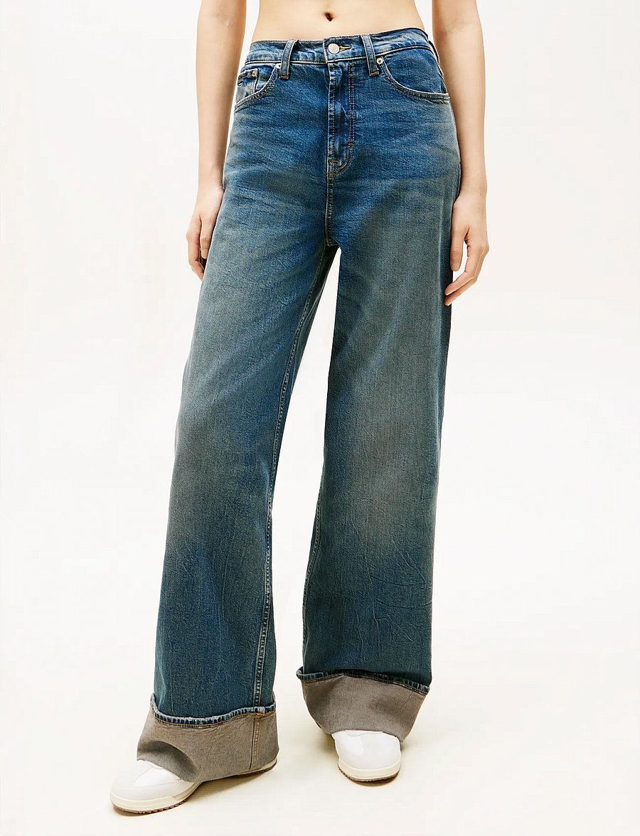Tommy Jeans - CLAIRE HR WD TURN UP EI6154 - szerokie dżinsy - denim dark - 0