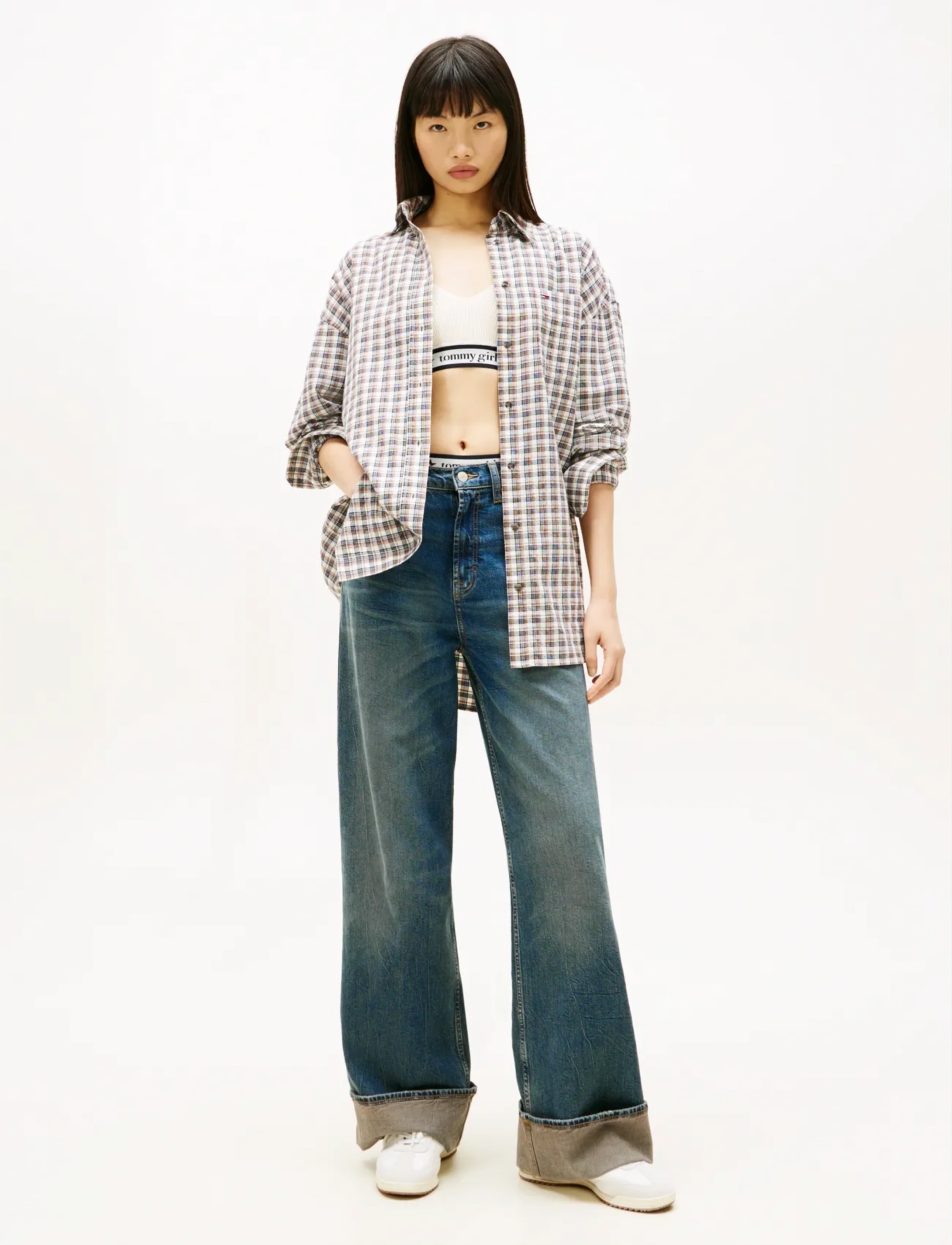 Tommy Jeans - CLAIRE HR WD TURN UP EI6154 - džinsi ar platām starām - denim dark - 2
