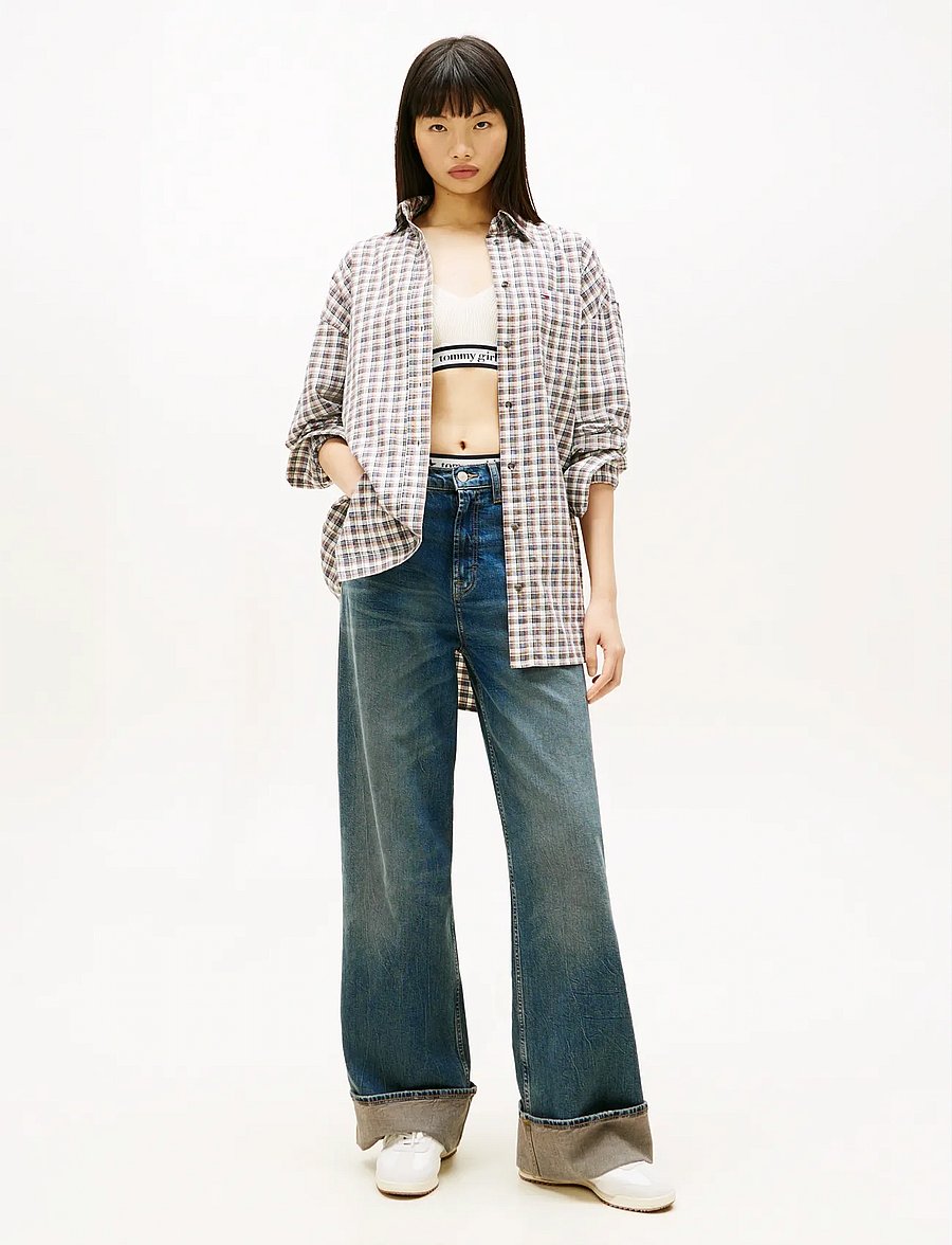 Tommy Jeans - CLAIRE HR WD TURN UP EI6154 - szerokie dżinsy - denim dark - 2