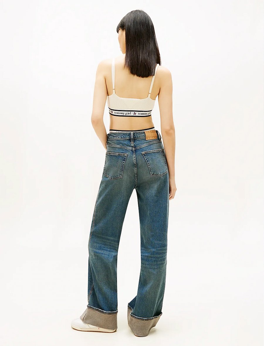 Tommy Jeans - CLAIRE HR WD TURN UP EI6154 - szerokie dżinsy - denim dark - 4
