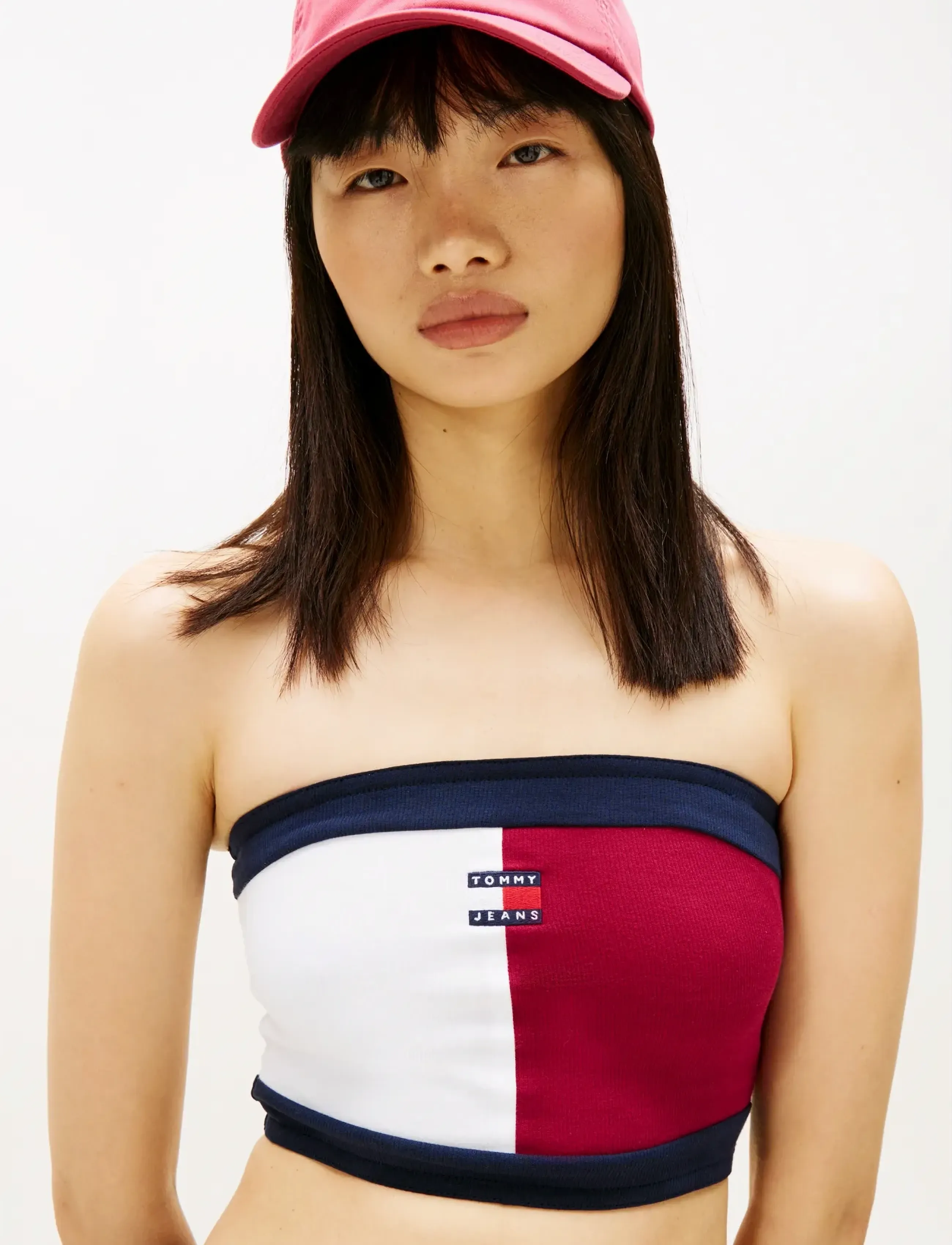 Tommy Jeans - TJW FLAG BADGE TUBE TOP - nabapluusid - lavish cerise   multi - 2