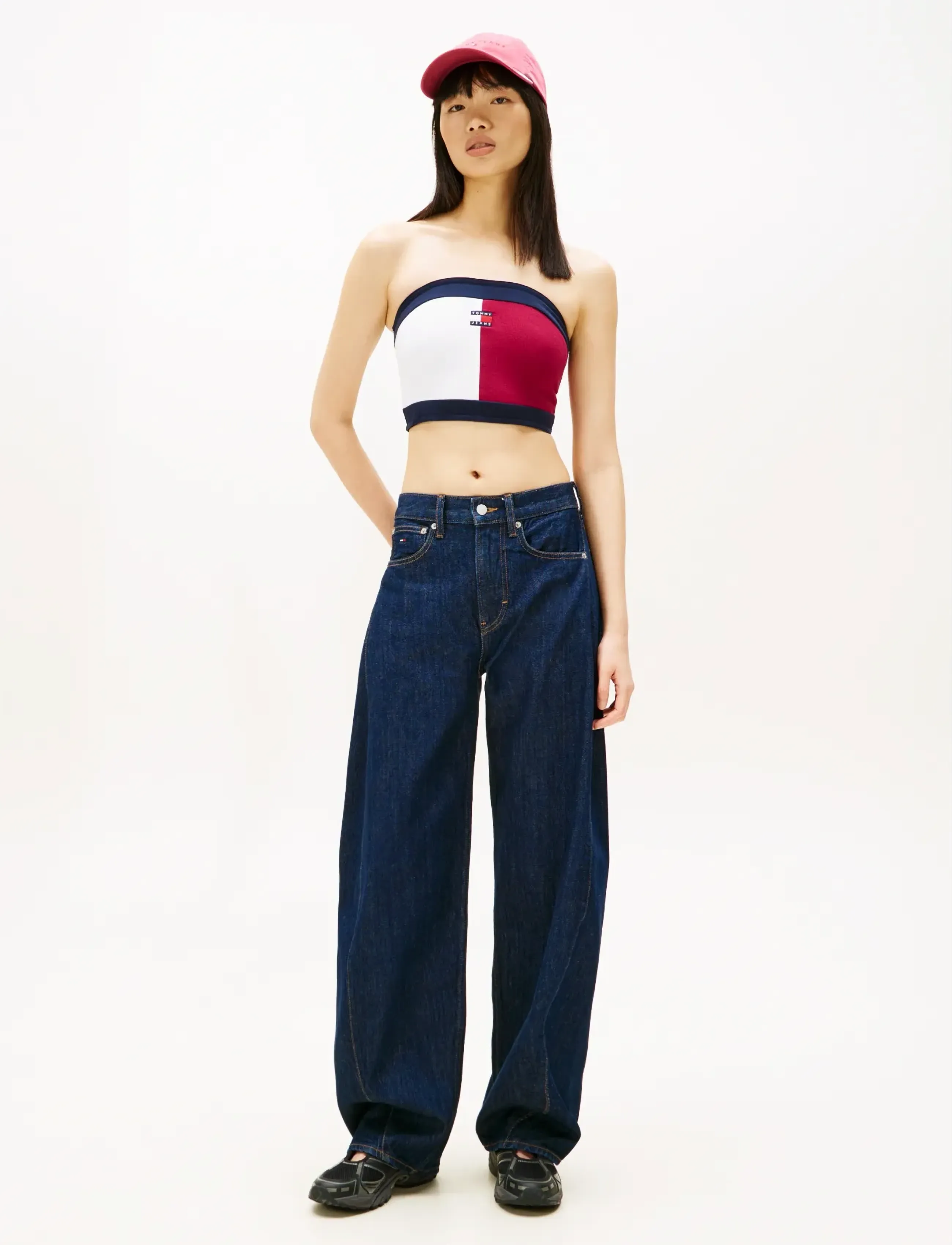 Tommy Jeans - TJW FLAG BADGE TUBE TOP - nabapluusid - lavish cerise   multi - 3