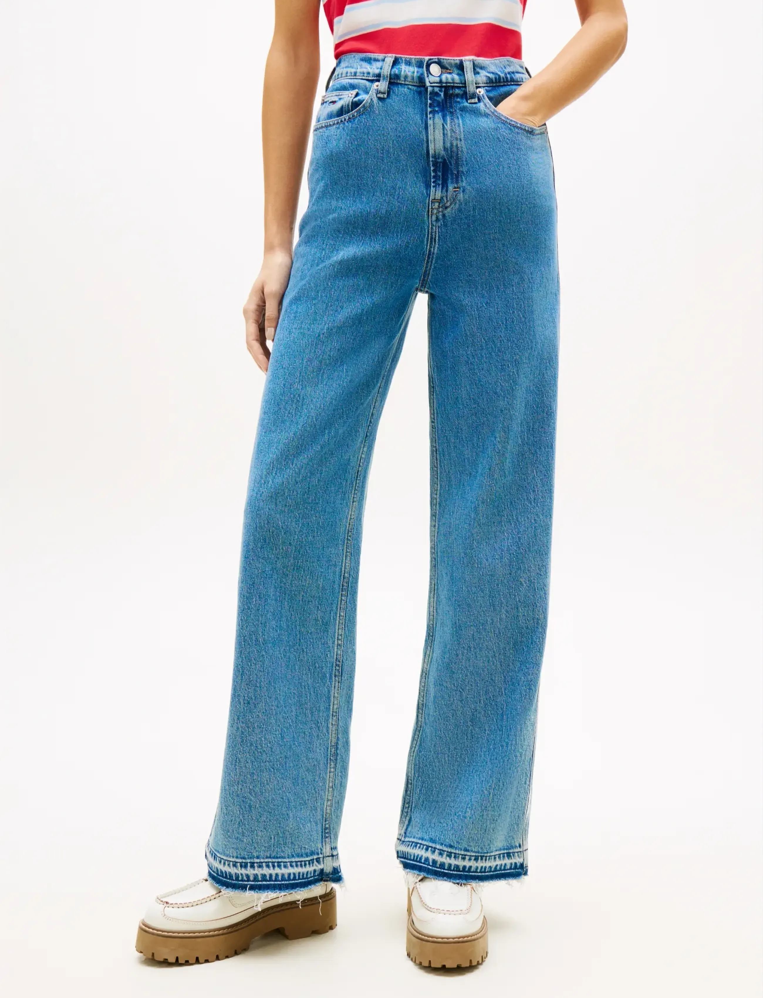 Tommy Jeans CLAIRE HR WD BJ4138 - Tøj - DENIM MEDIUM / blue