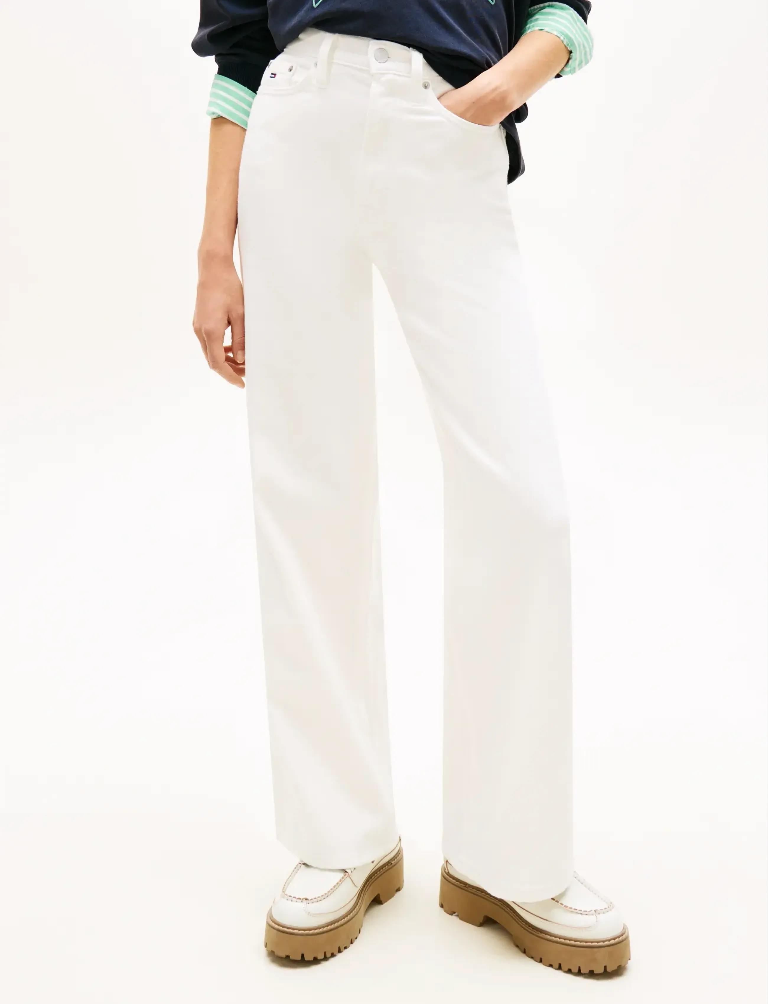 Tommy Jeans CLAIRE HR WD BJ4199 - Büromode - DENIM WHITE / white