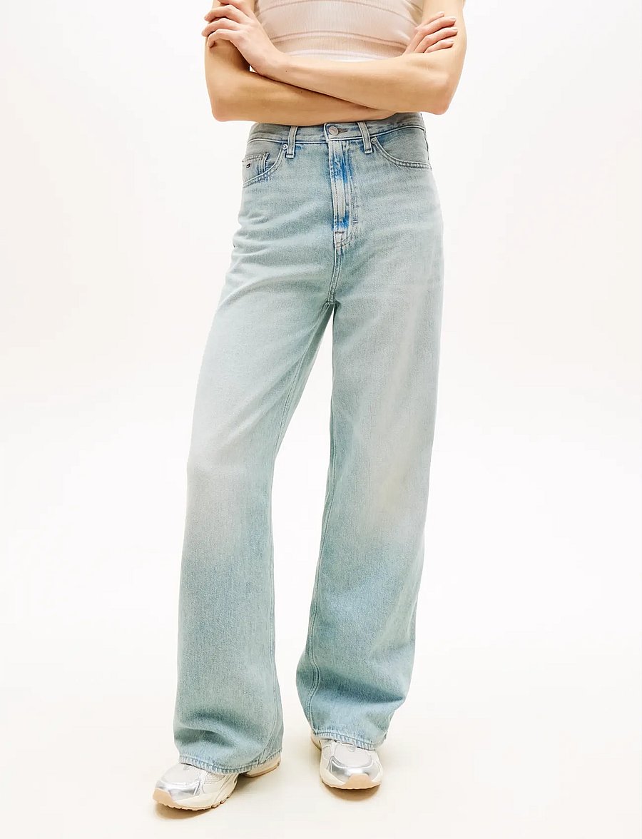 Tommy Jeans - CLAIRE HR WD BJ5019 - hosen mit weitem bein - denim light - 0