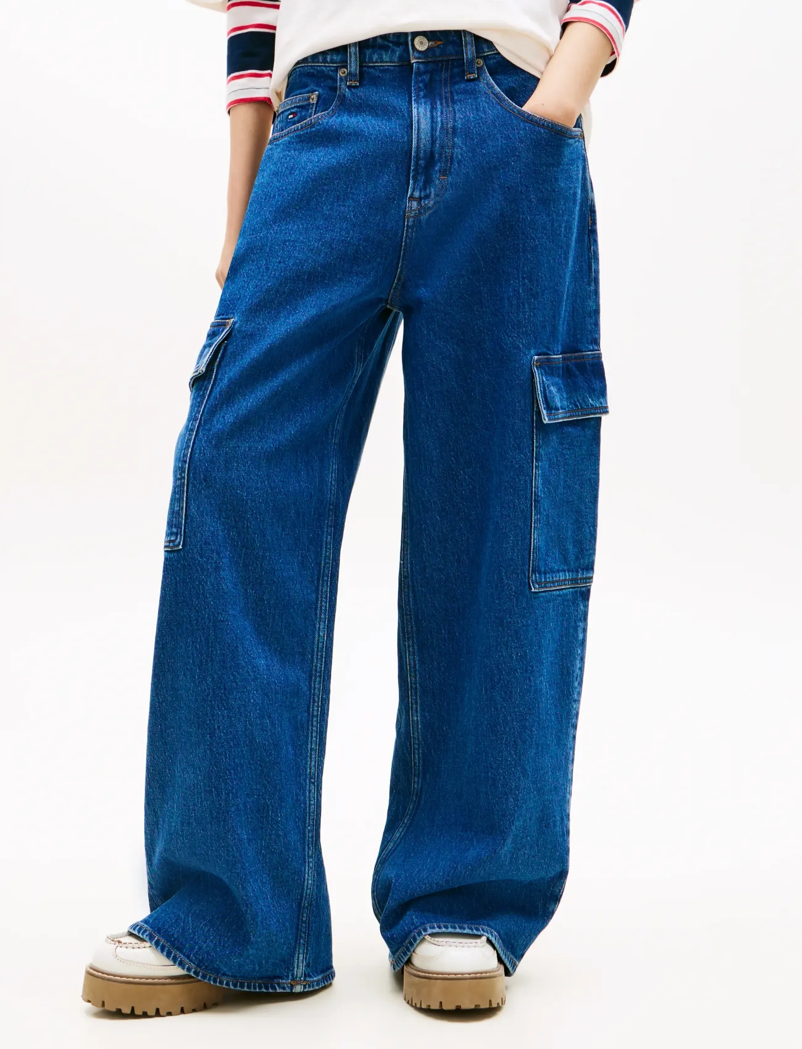 Tommy Jeans CHARLIE MR LOOSE WD CARGO BJ4133 - Jeans - DENIM MEDIUM / blue