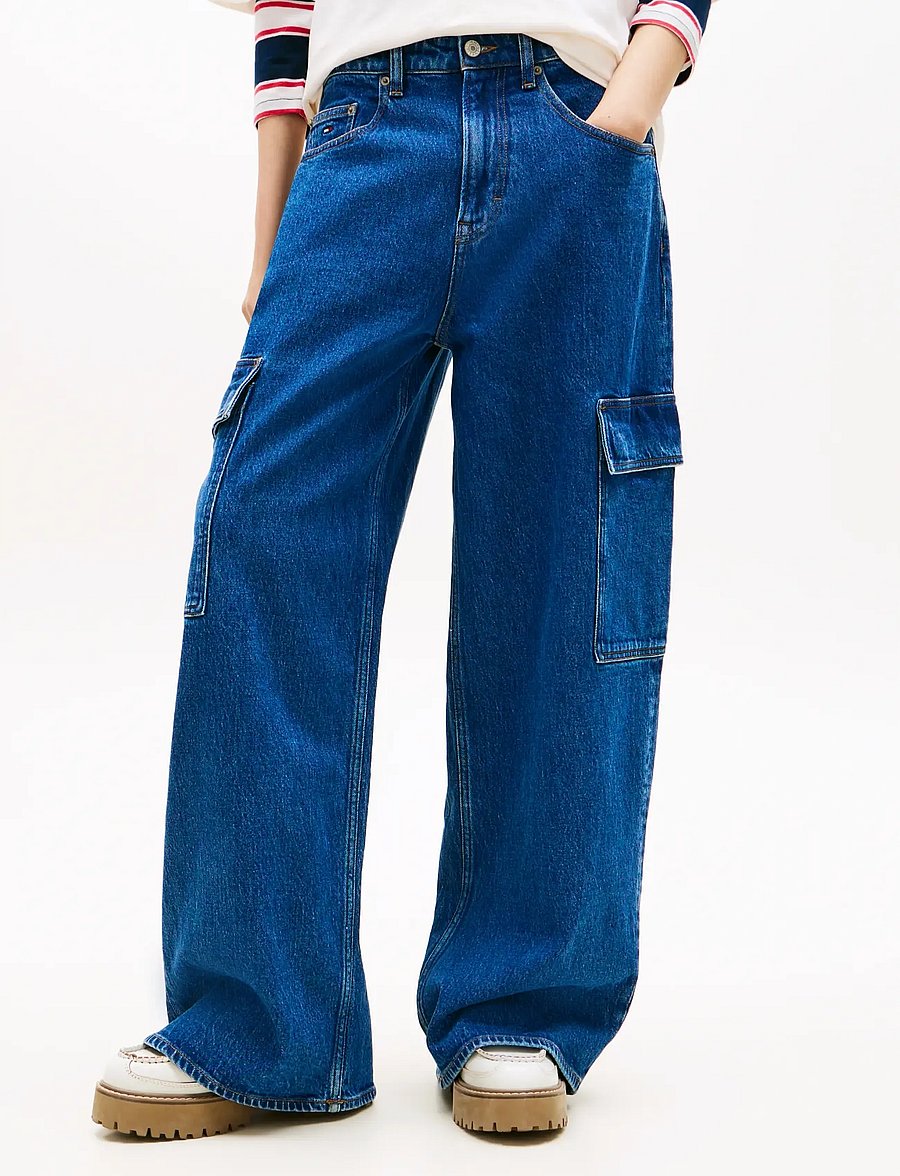 Tommy Jeans - CHARLIE MR LOOSE WD CARGO BJ4133 - pantalons larges - denim medium - 0