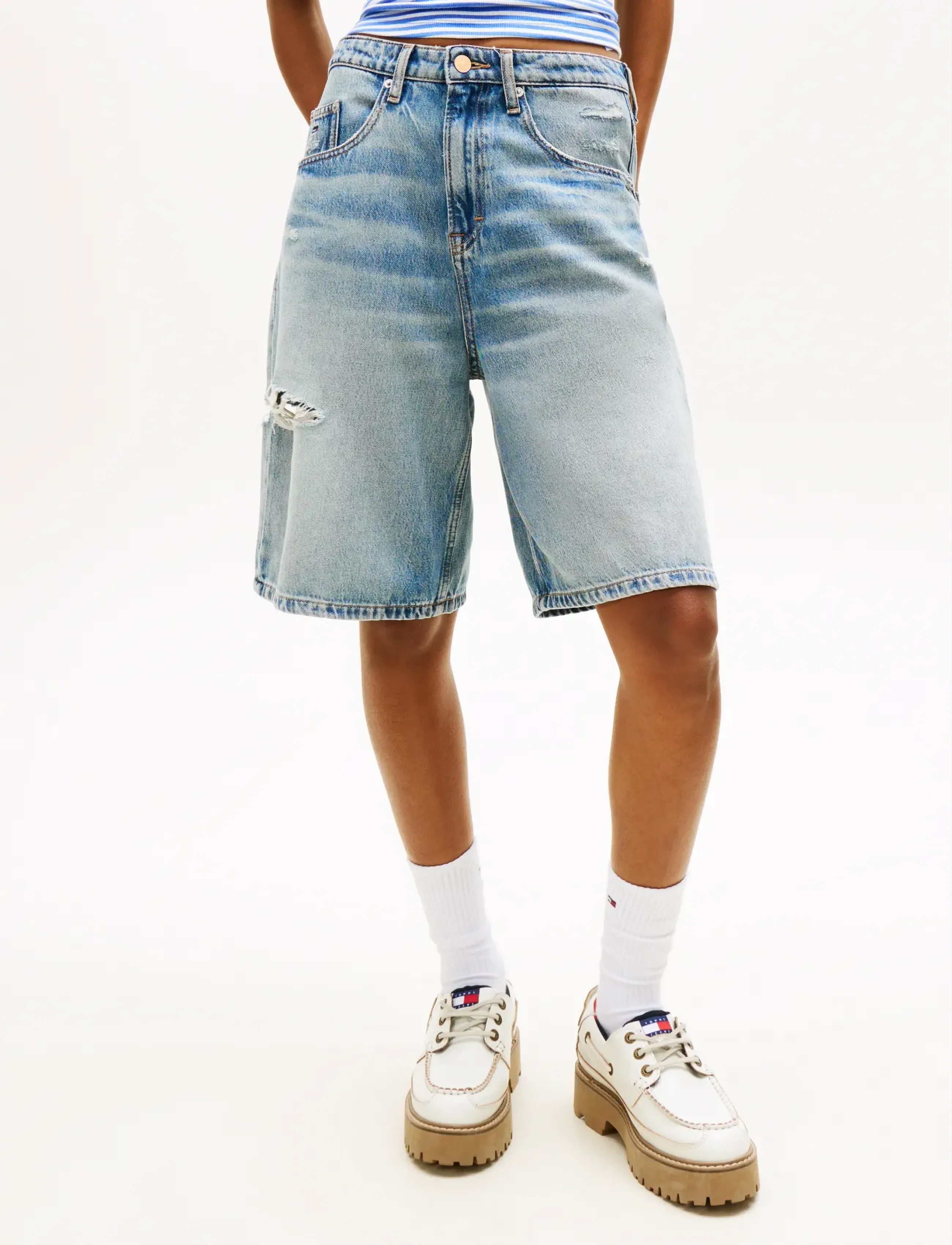 Tommy Jeans CHARLIE LS SHORT BJ2038 - Tøj - DENIM MEDIUM / blue
