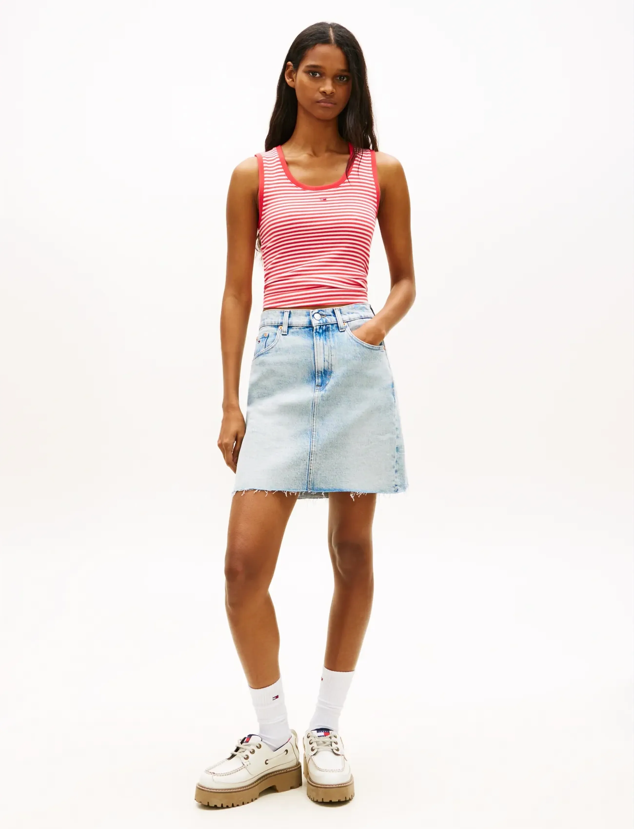 Tommy Jeans - MOM UH SKIRT BJ8115 - denimnederdele - denim light - 3