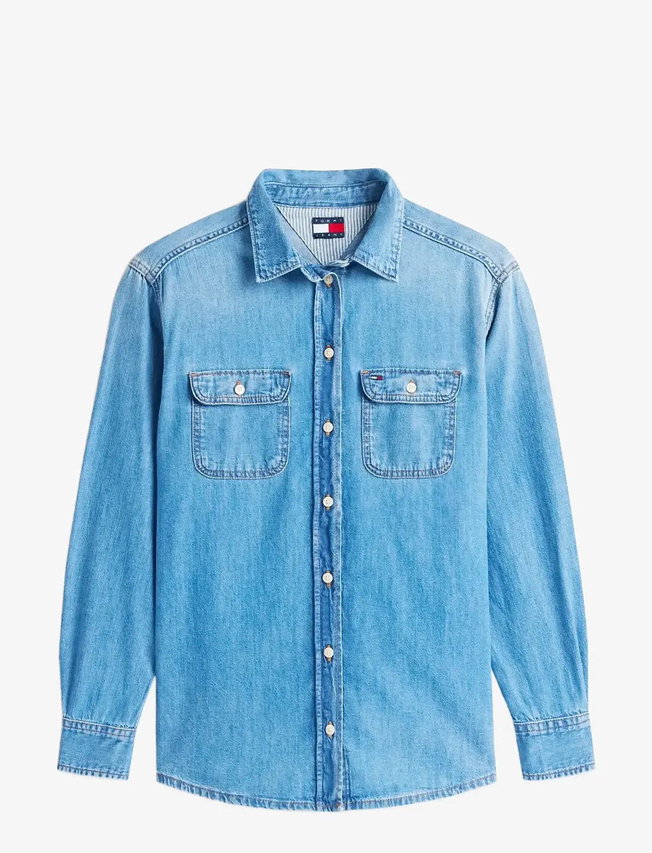 Tommy Jeans - REG WSTRN DENIM SHIRT EXT BJ8018 - teksasärgid - denim light - 1