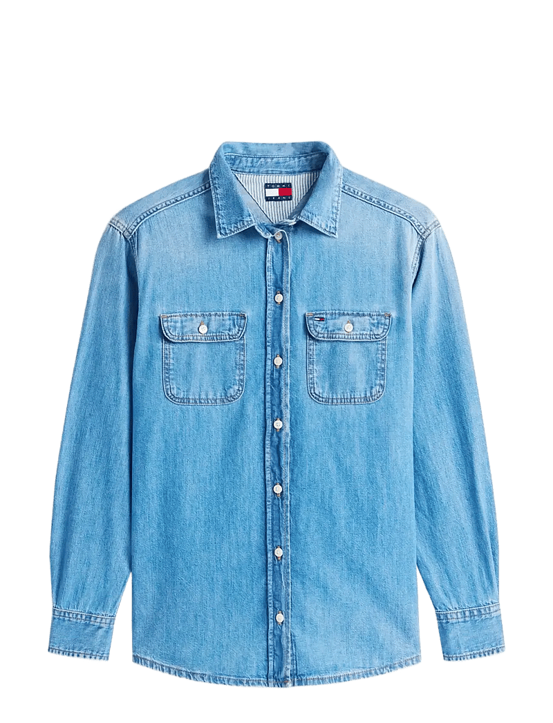 Tommy Jeans - REG WSTRN DENIM SHIRT EXT BJ8018 - teksasärgid - denim light - 1