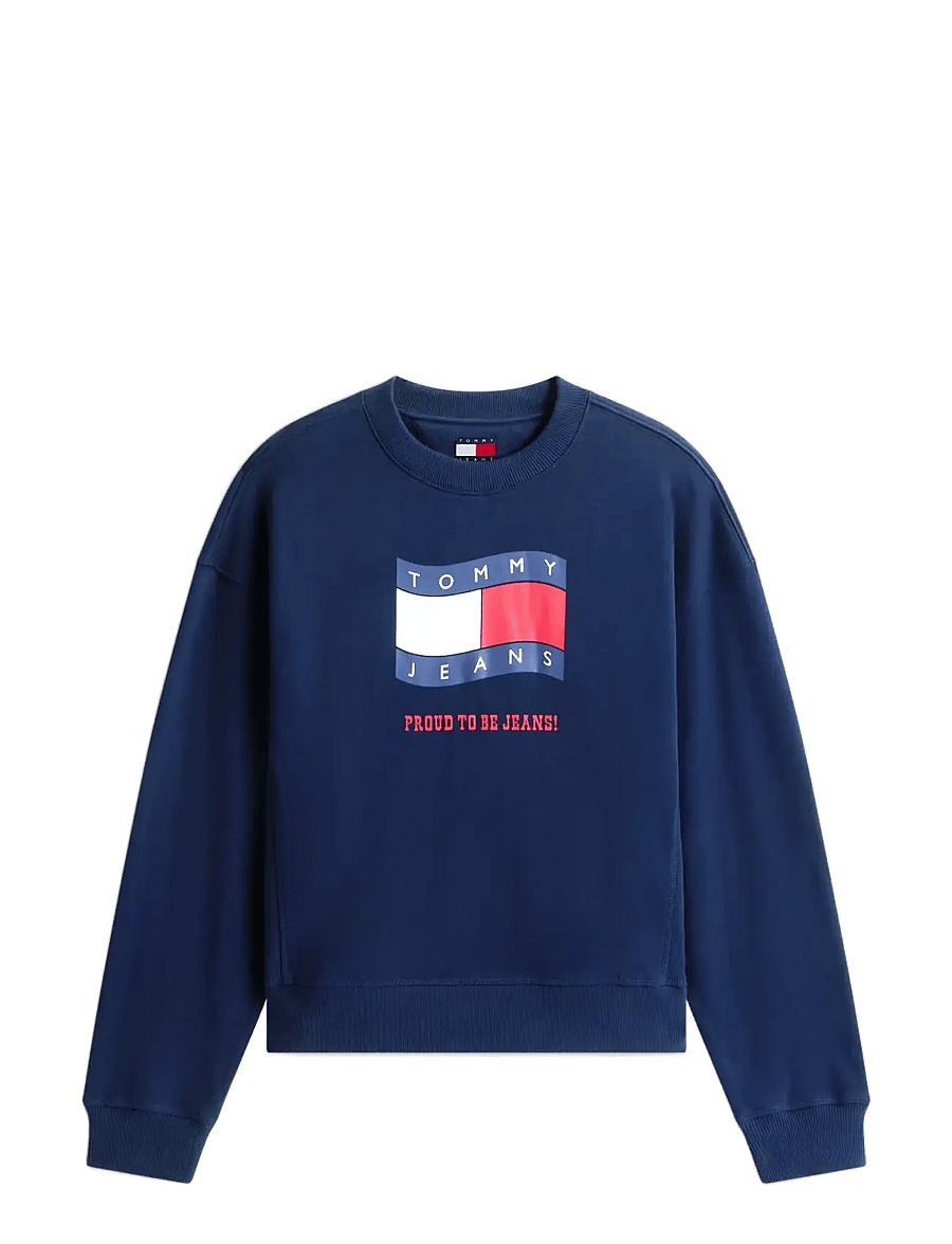 Tommy Jeans - TJW BXY WAVY FLAG CREW EXT - sweatshirts - dark night navy - 1