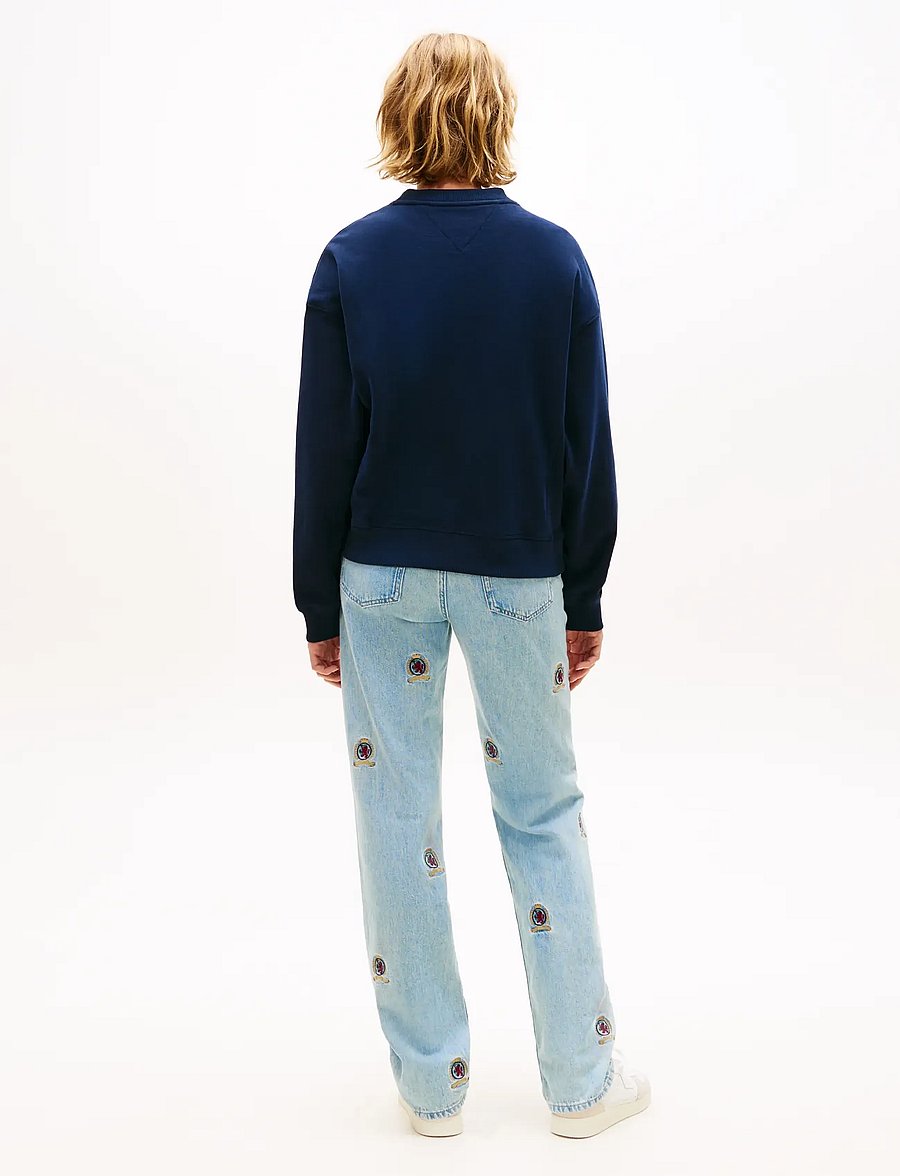 Tommy Jeans - TJW BXY WAVY FLAG CREW EXT - sweatshirts - dark night navy - 2