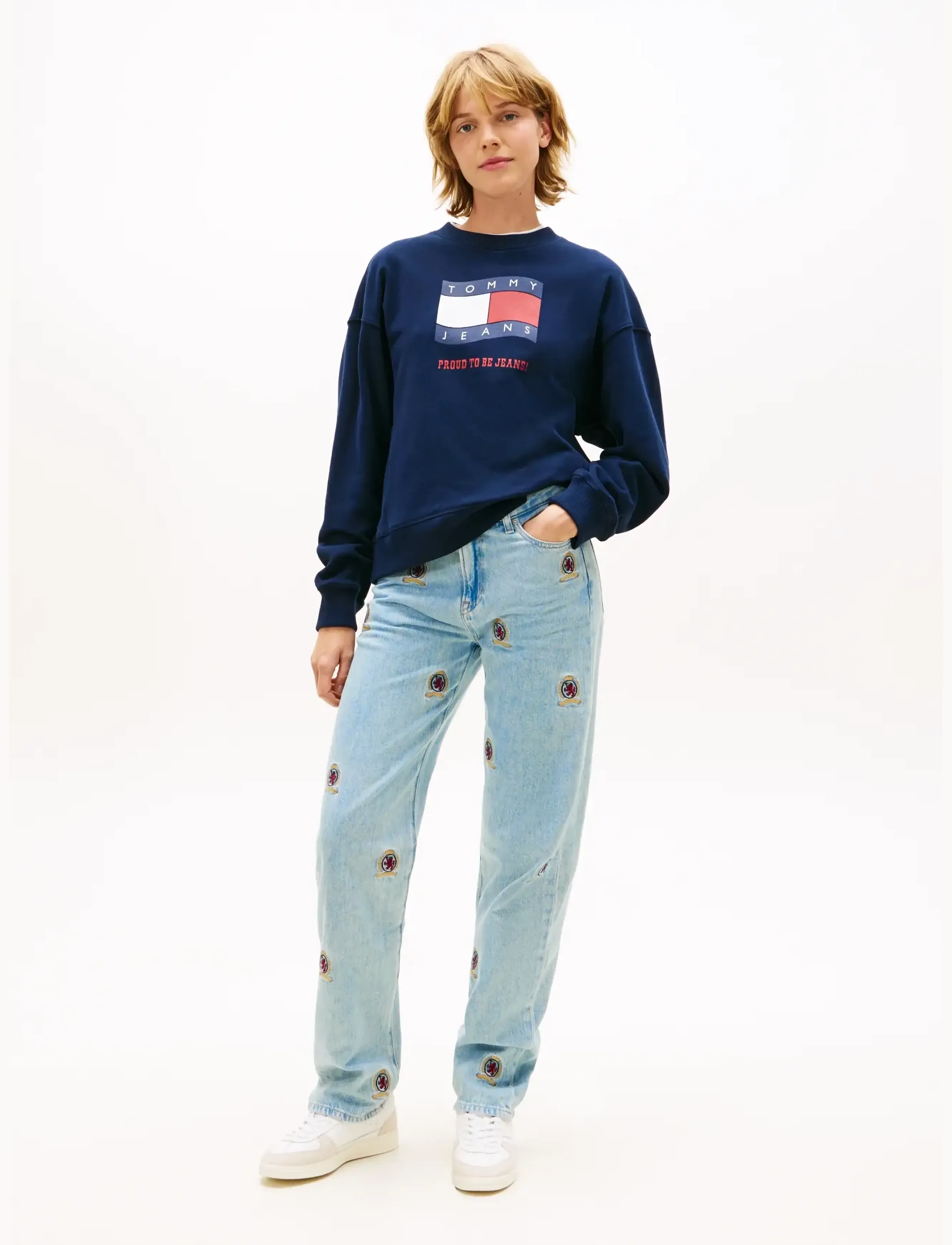 Tommy Jeans - TJW BXY WAVY FLAG CREW EXT - sweatshirts & kapuzenpullover - dark night navy - 3