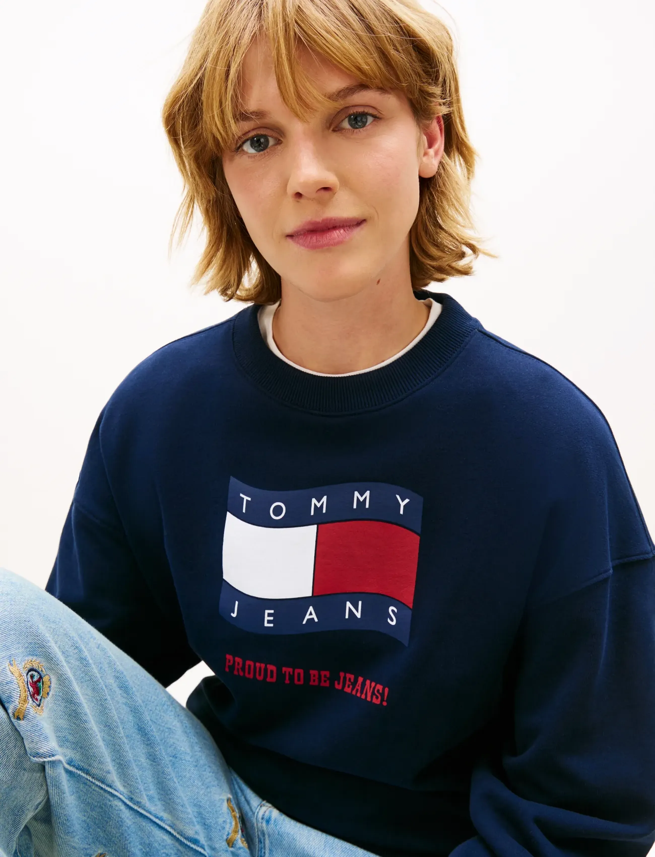 Tommy Jeans - TJW BXY WAVY FLAG CREW EXT - sweatshirts & kapuzenpullover - dark night navy - 4