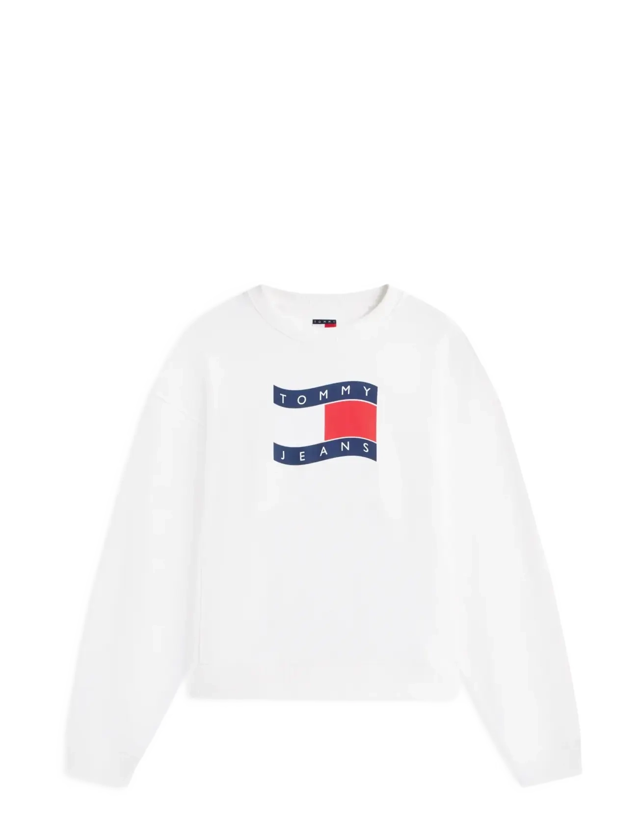 Tommy Jeans TJW BXY WAVY FLAG CREW EXT - Summer in the city - ECRU / white