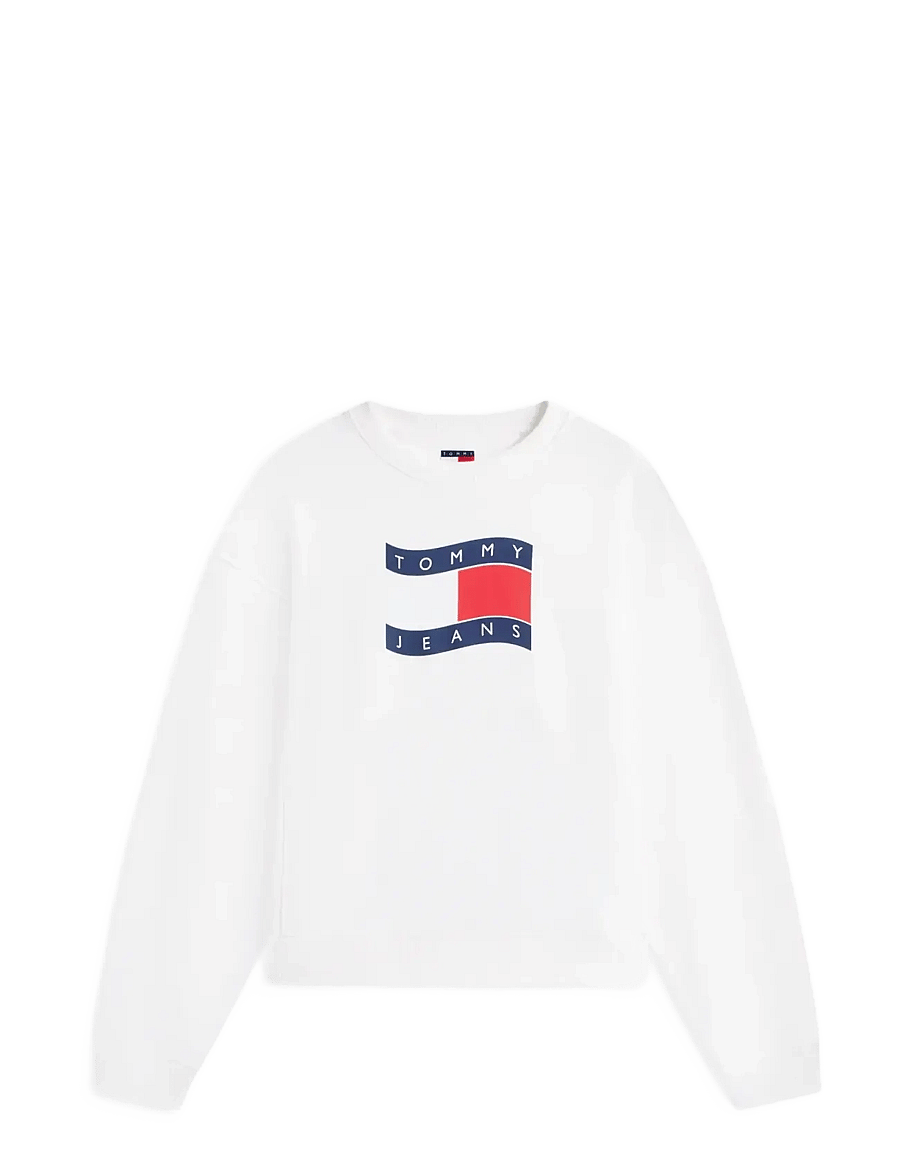 Tommy Jeans - TJW BXY WAVY FLAG CREW EXT - everyday style - ecru - 1