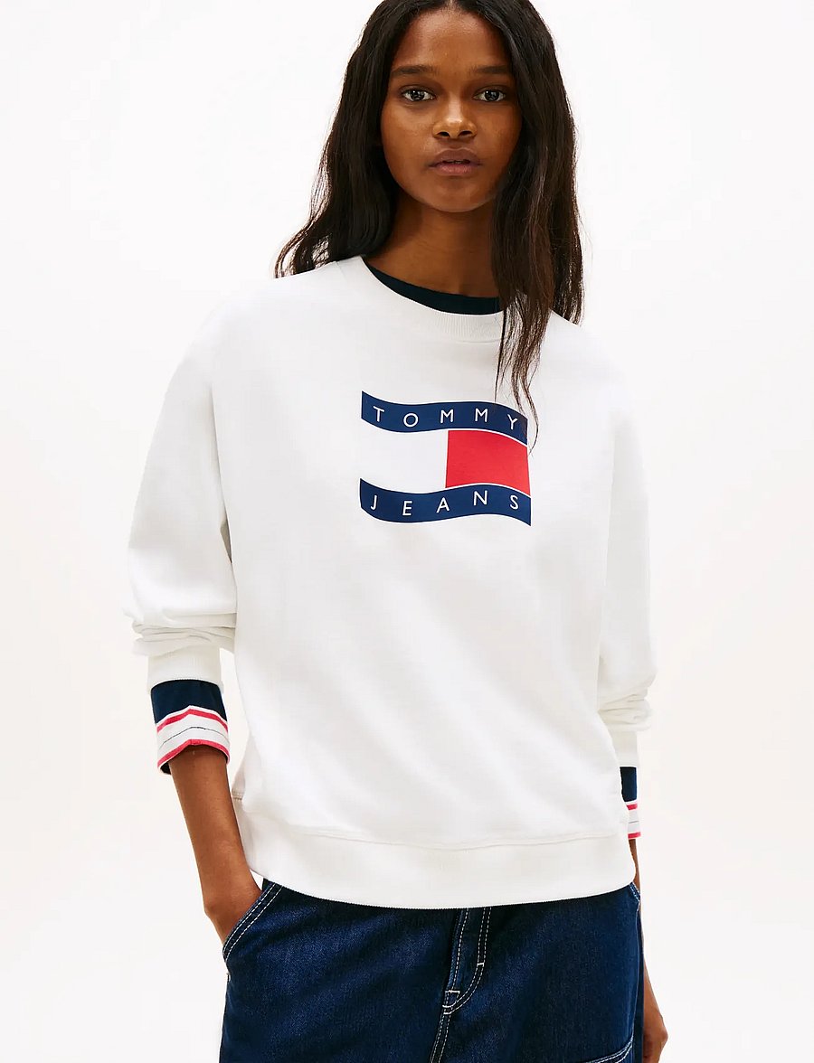 Tommy Jeans - TJW BXY WAVY FLAG CREW EXT - everyday style - ecru - 0