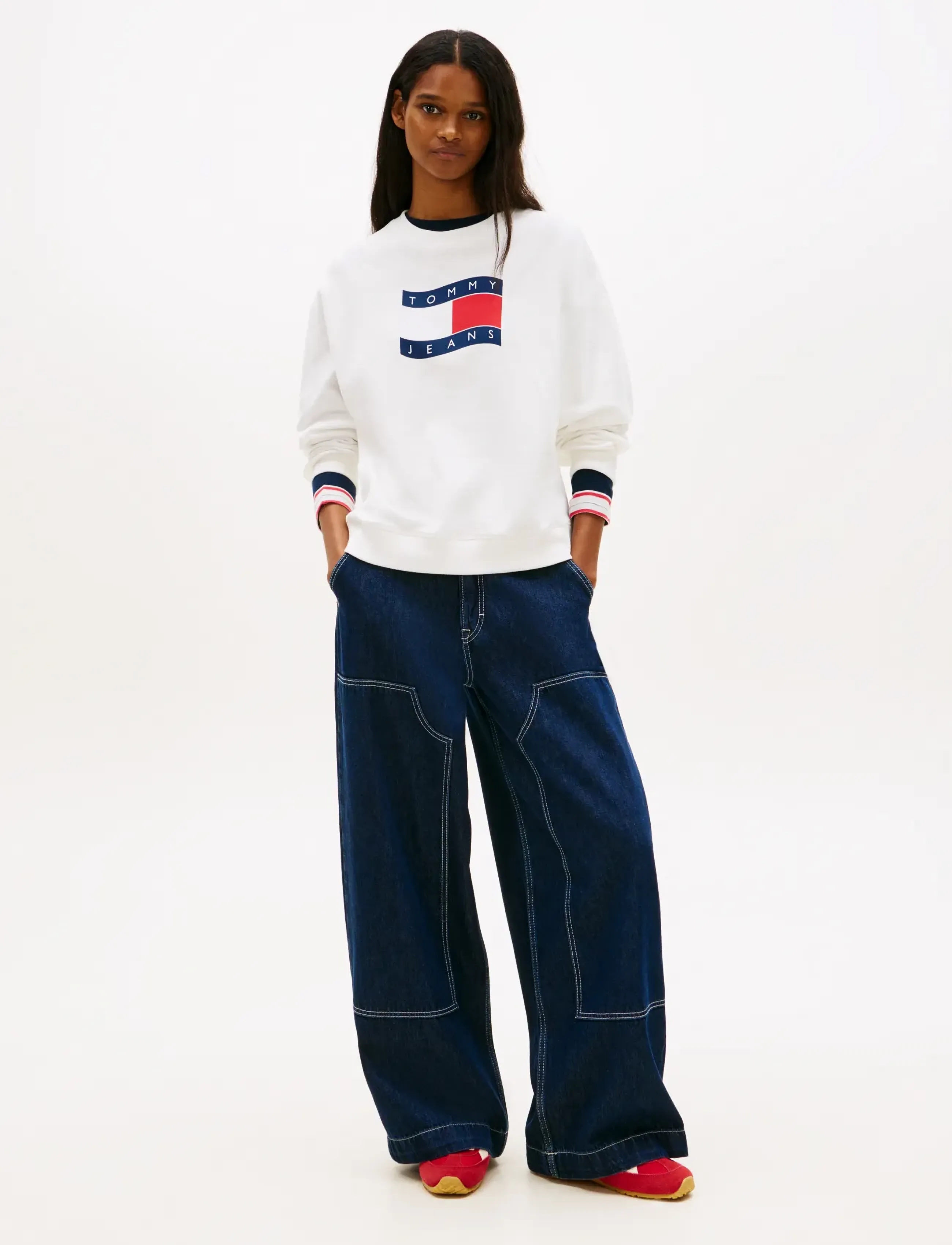 Tommy Jeans - TJW BXY WAVY FLAG CREW EXT - everyday style - ecru - 3