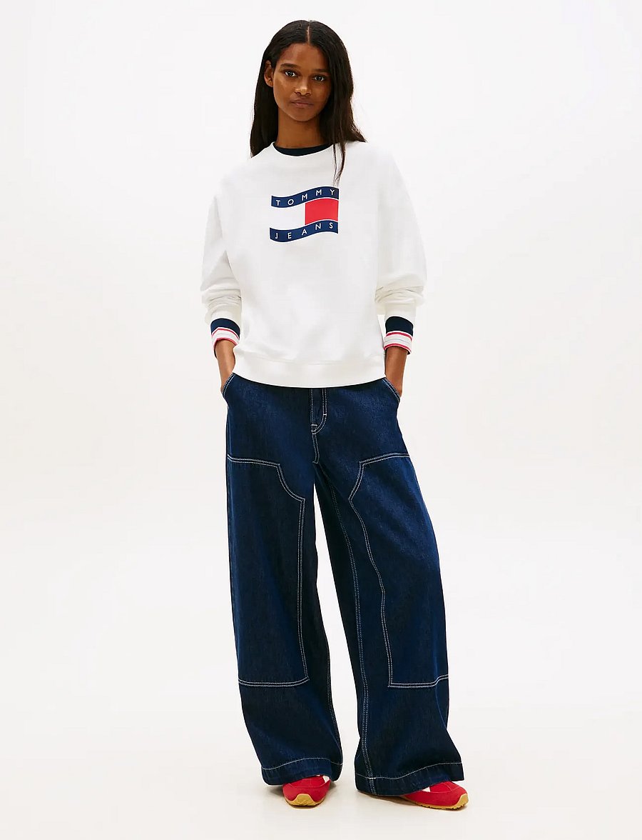 Tommy Jeans - TJW BXY WAVY FLAG CREW EXT - everyday style - ecru - 3