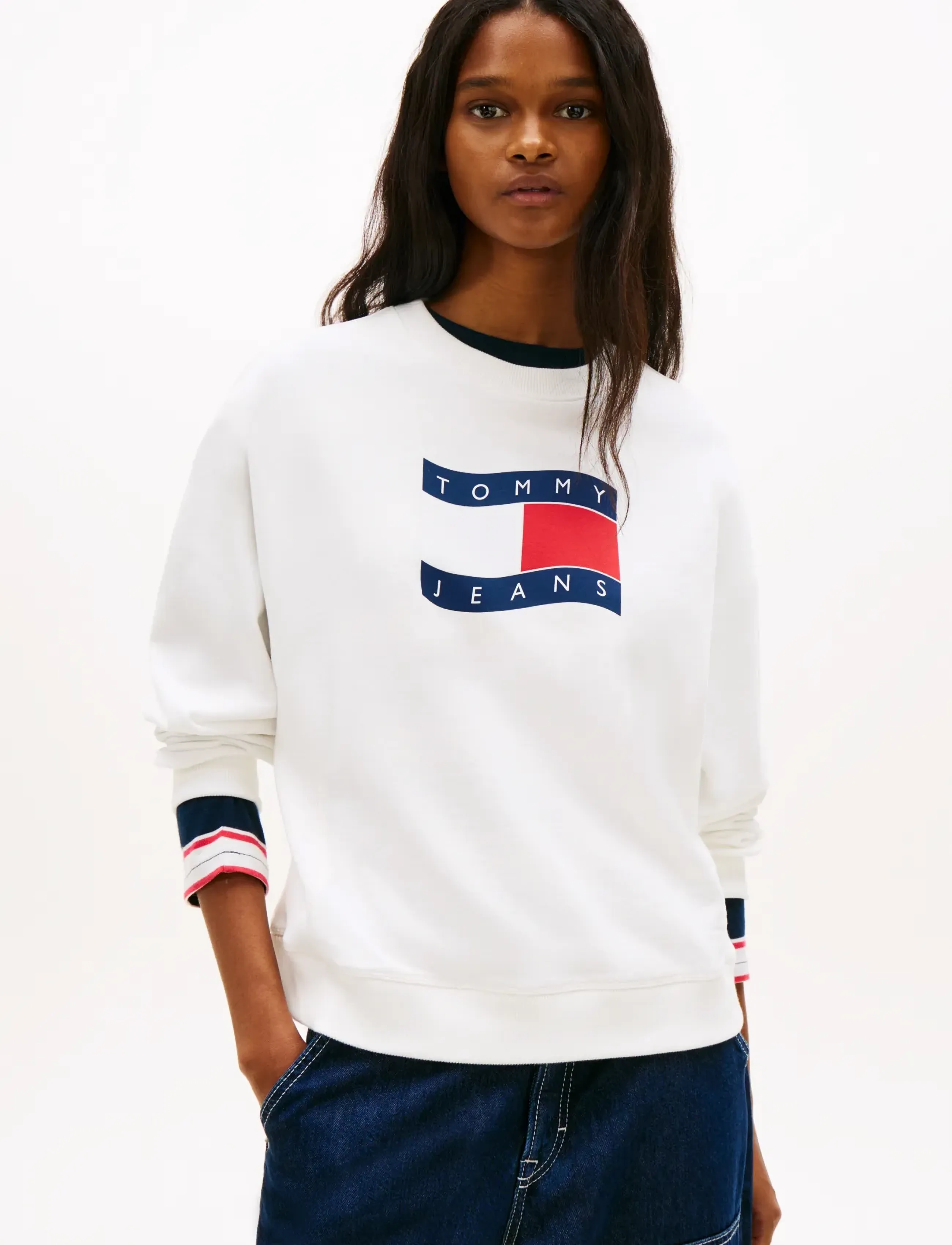 Tommy Jeans - TJW BXY WAVY FLAG CREW EXT - everyday style - ecru - 4