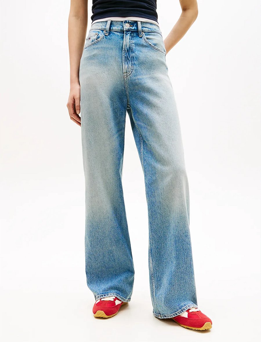 Tommy Jeans - CLAIRE HR WD BJ6136 - hosen mit weitem bein - denim medium - 0