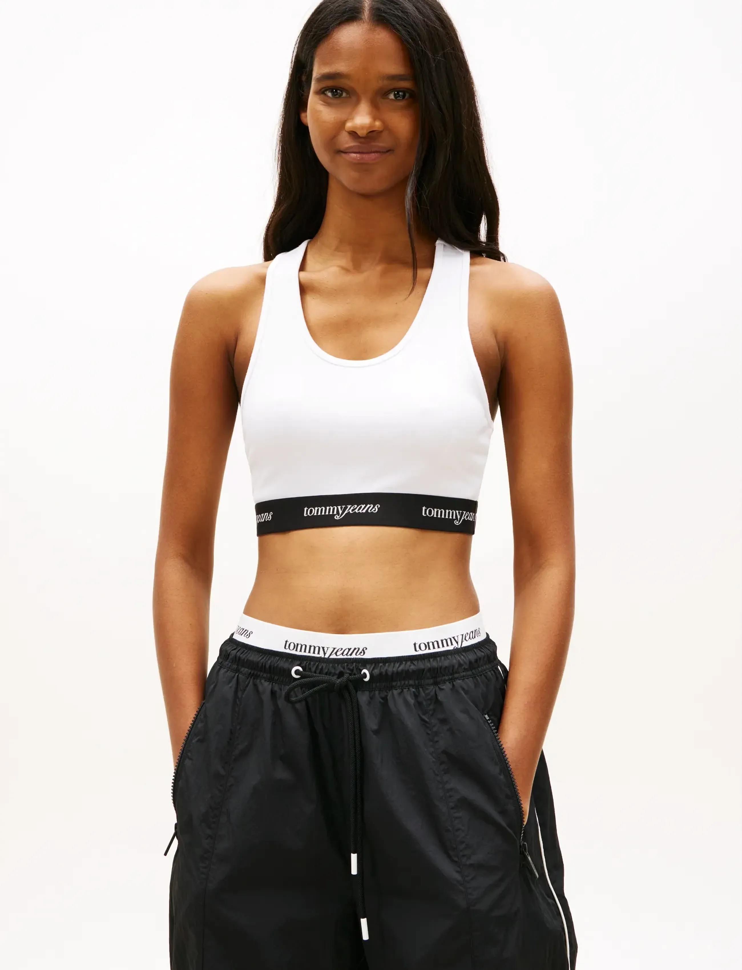 Tommy Jeans TJW CRP TAPE BRA TOP - Crop tops - ECRU / white