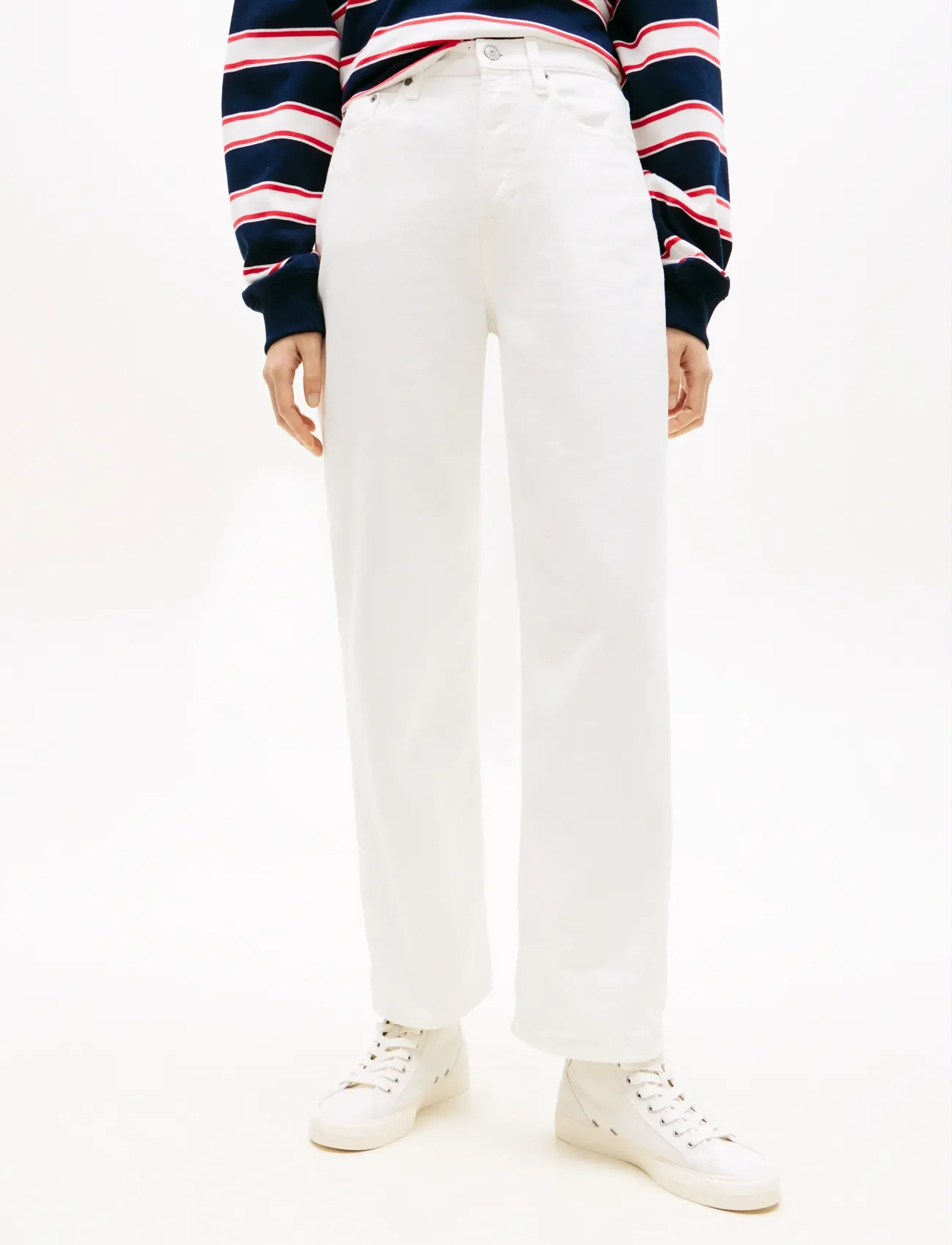 Tommy Jeans - LAYLA HR SLIM STR CBF FLG BJ6099 - laiad teksad - denim white 01 - 0