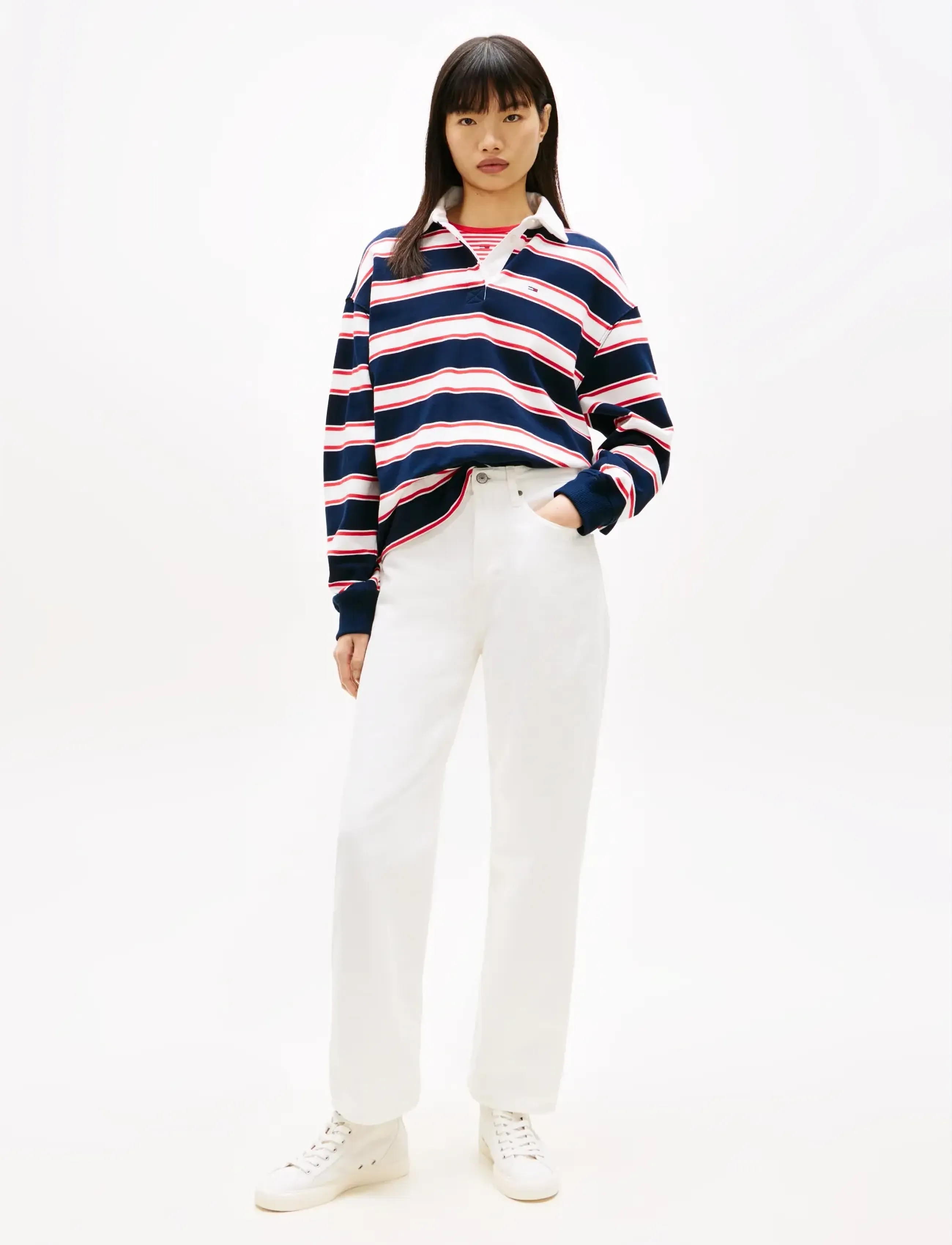 Tommy Jeans - LAYLA HR SLIM STR CBF FLG BJ6099 - laiad teksad - denim white 01 - 3
