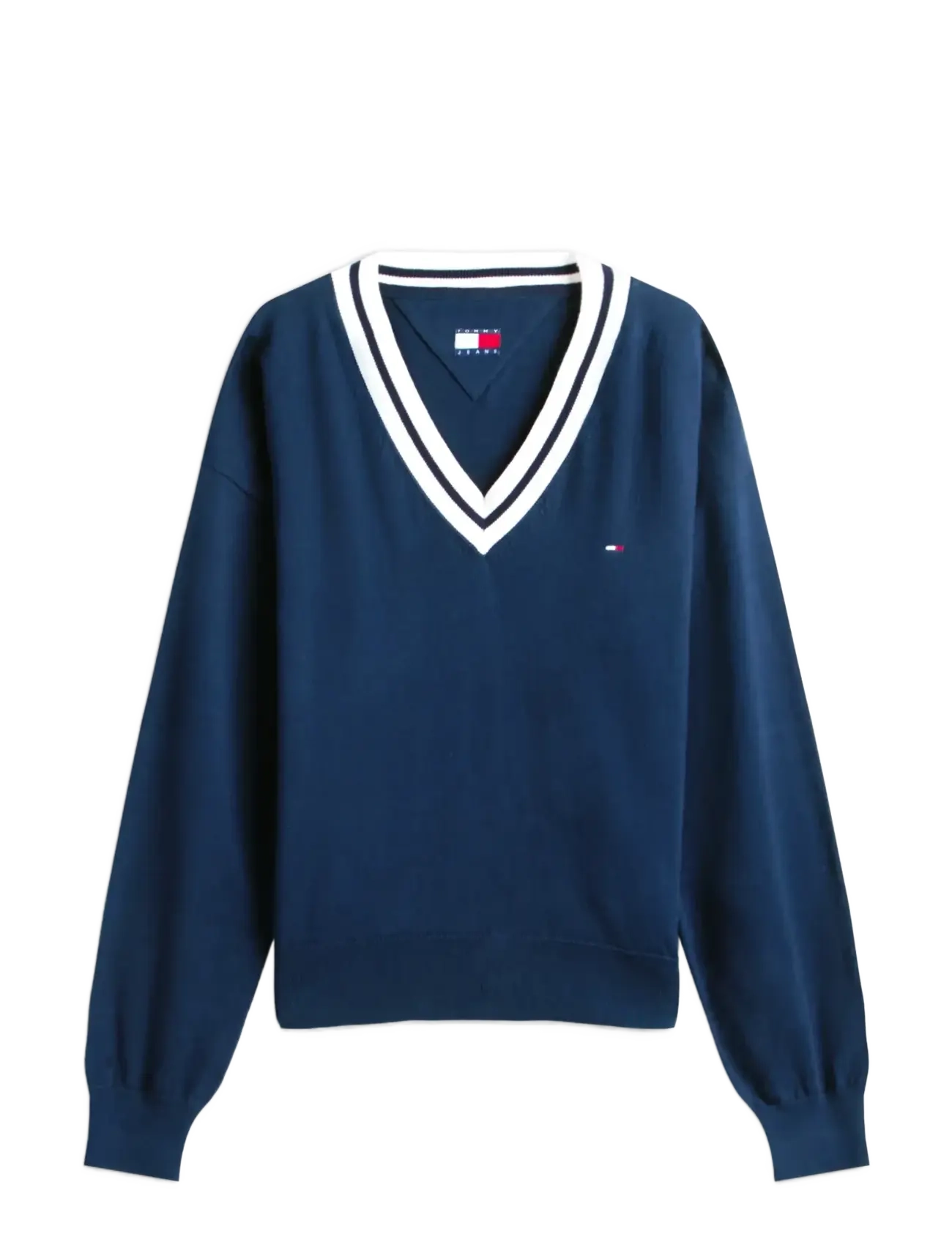 Tommy Jeans TJW RLX V-NECK TIPPING SWEATER - Knitwear - DARK NIGHT NAVY / navy