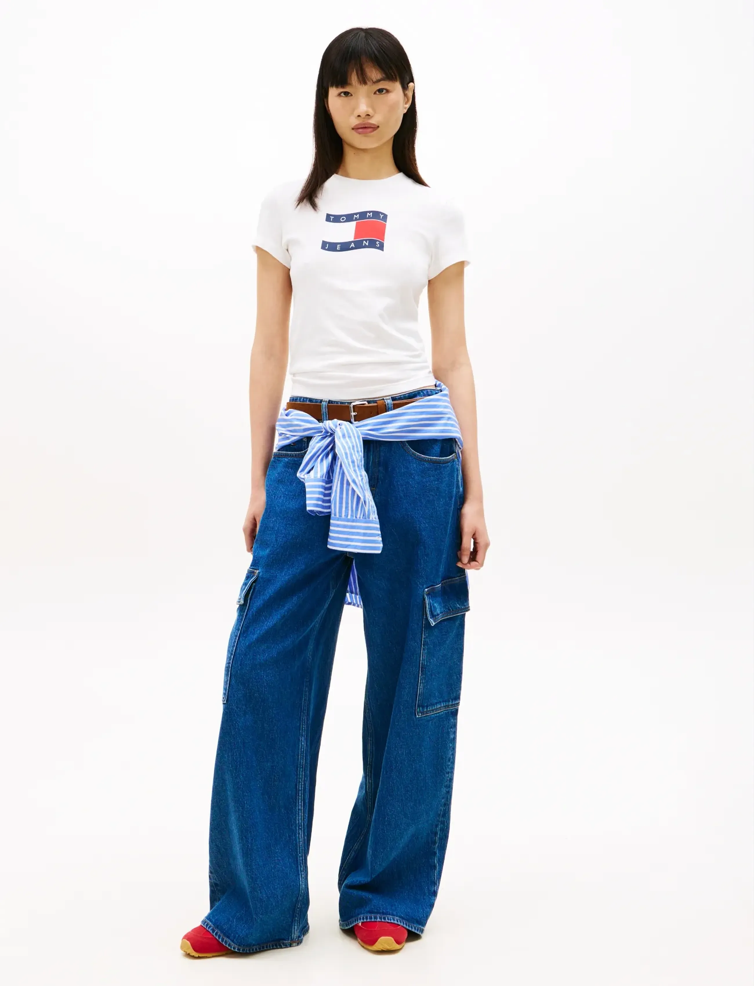 Tommy Jeans - TJW SLIM WAVY FLAG TEE EXT - t-shirts - ecru - 3