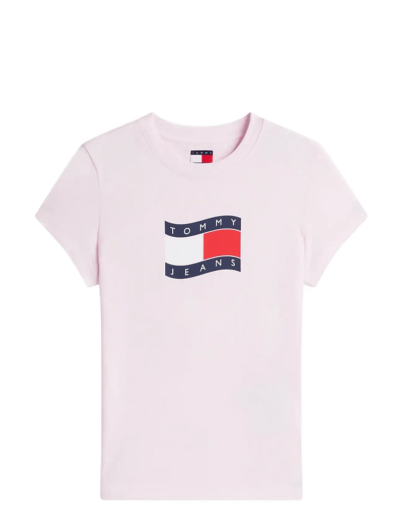 Tommy Jeans - TJW SLIM WAVY FLAG TEE EXT - t-shirts - pearly pink - 1