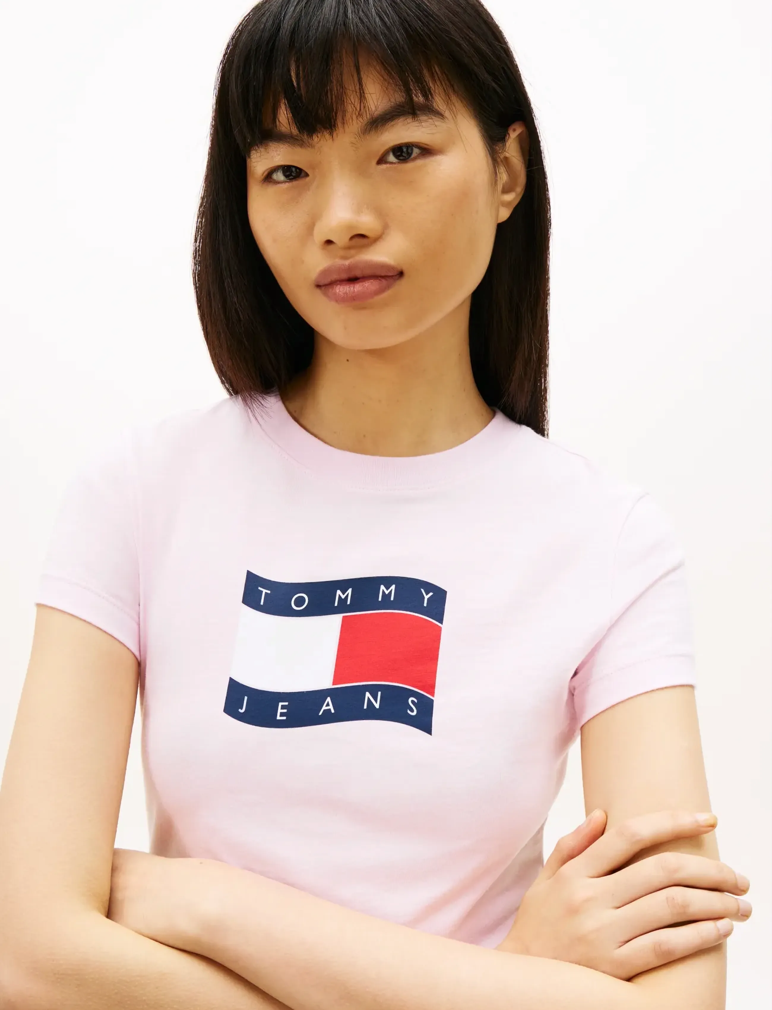Tommy Jeans - TJW SLIM WAVY FLAG TEE EXT - t-shirts - pearly pink - 4