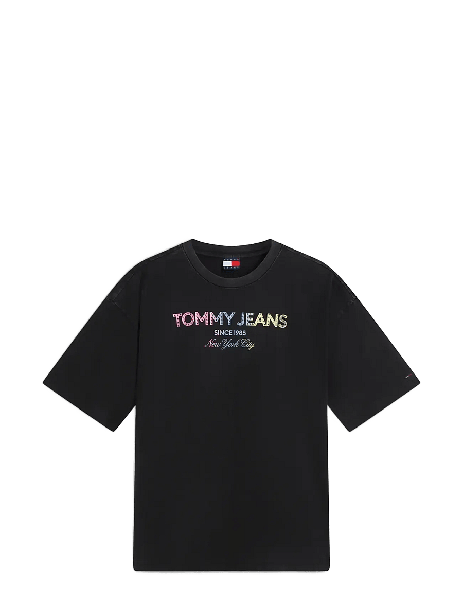 Tommy Jeans - TJW OVS TJ BLING GMD TEE - t-shirts - black - 1