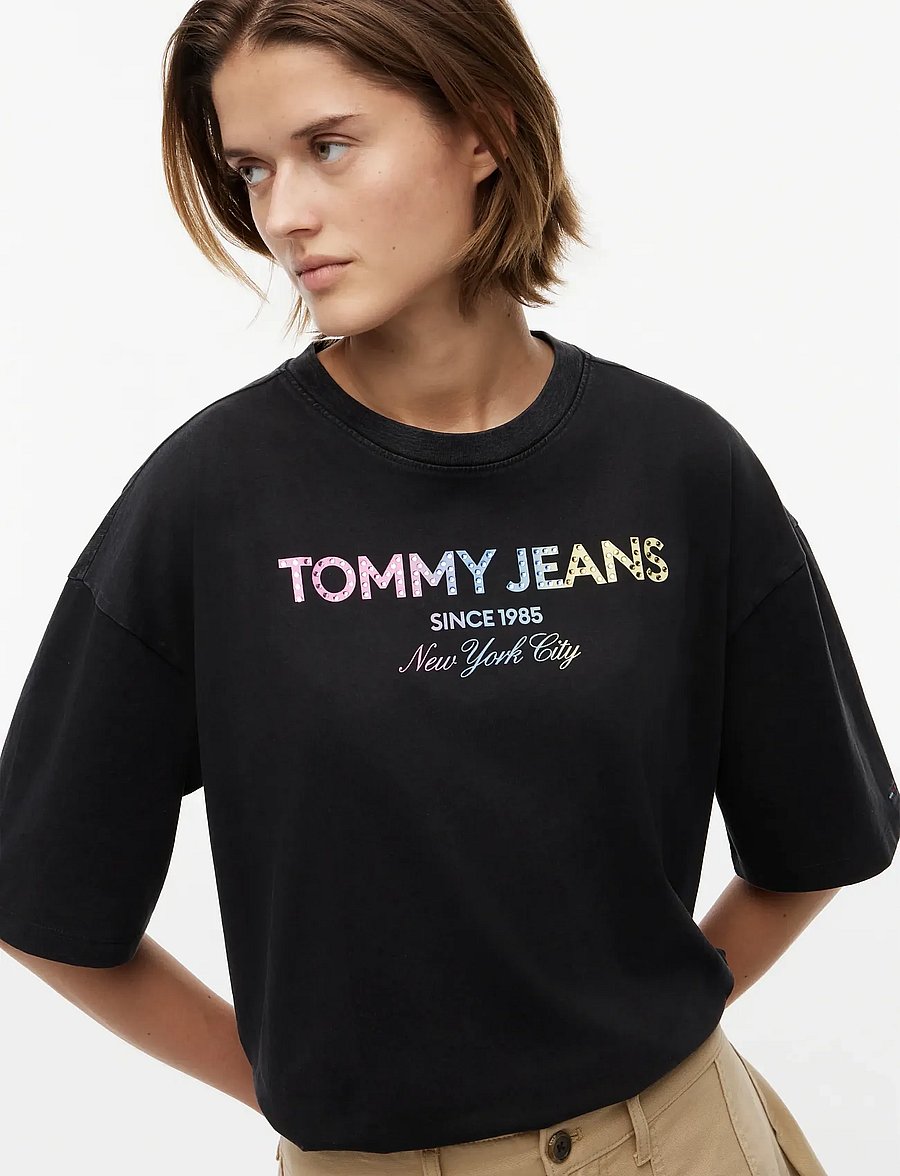 Tommy Jeans - TJW OVS TJ BLING GMD TEE - t-shirts - black - 3