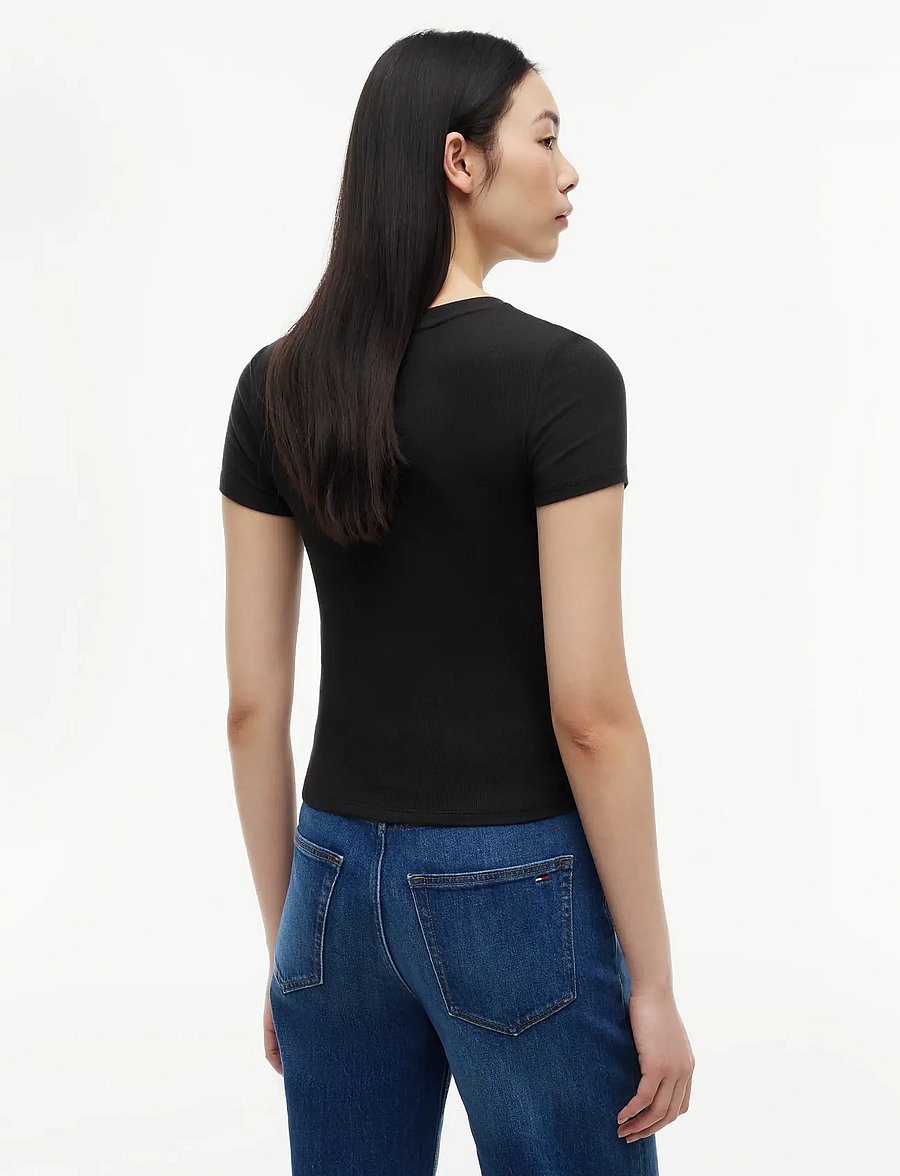 Tommy Jeans - TJW SLIM HENLEY SS TEE - t-shirts - black - 2